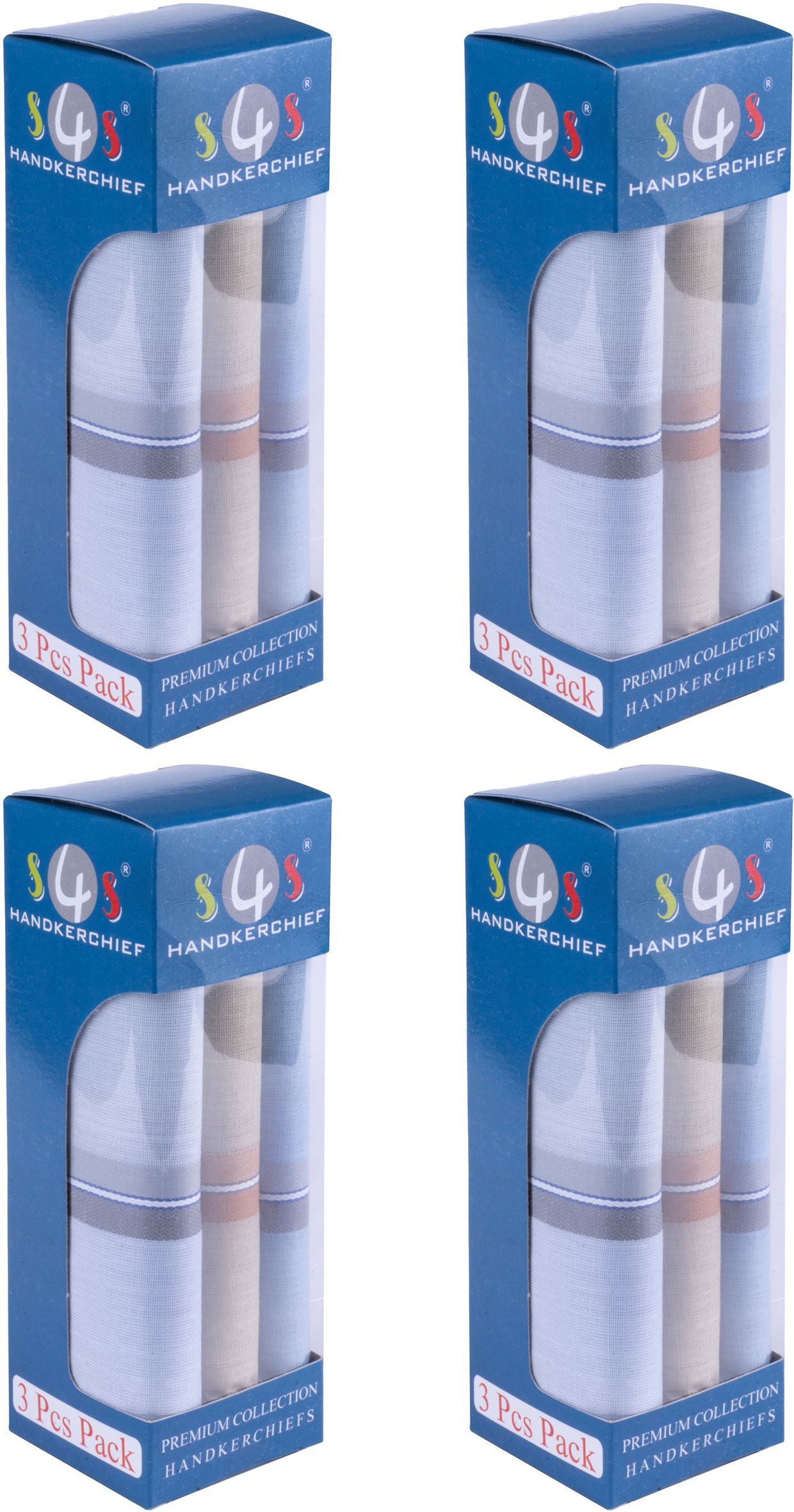 S4S 12 Pcs Light Colour Men's 100% Cotton (42CM X 42CM) Essential Gift Box Packing ["Multicolor"] Handkerchief-image-34