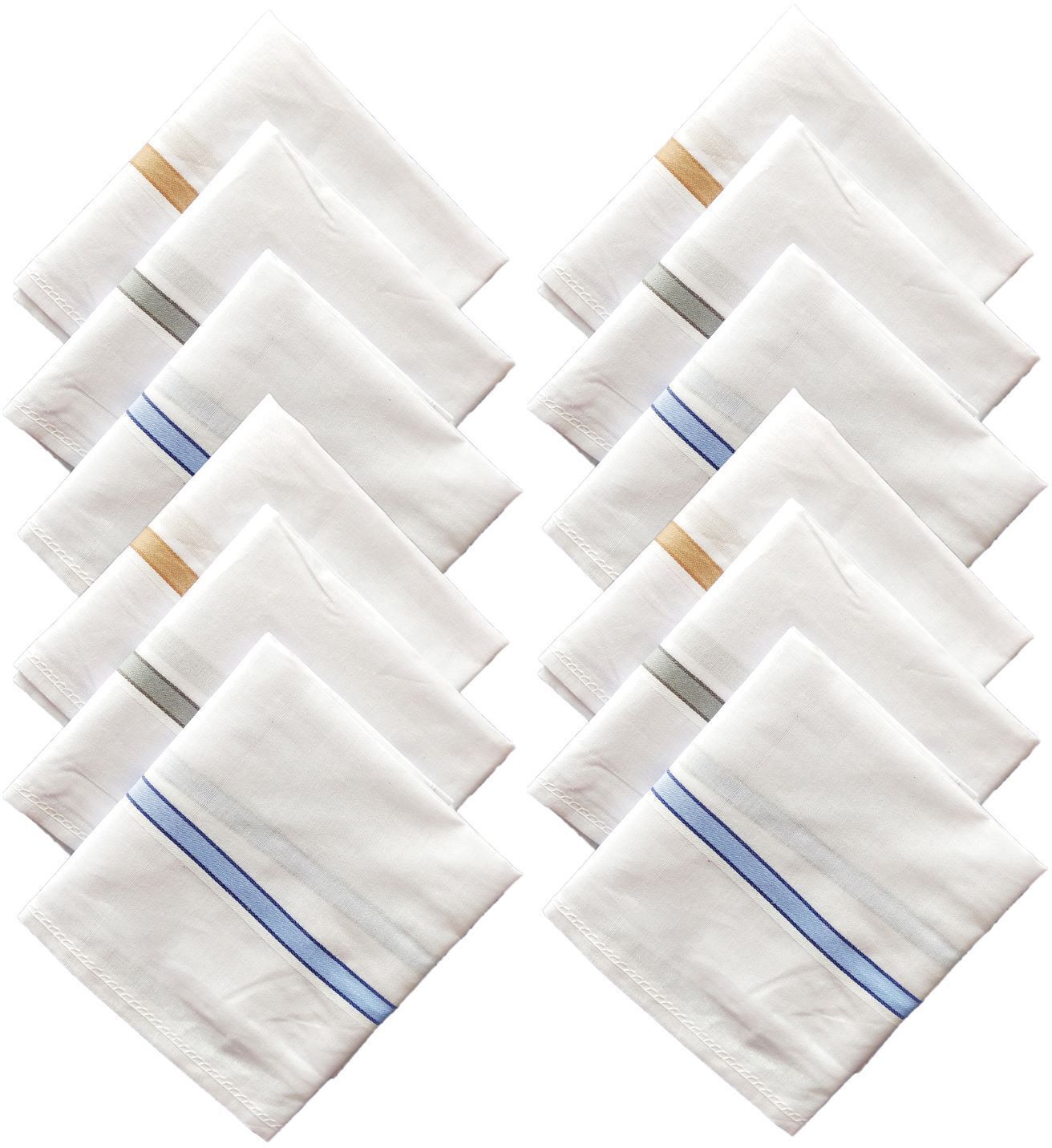 UQCKON HAKCH-Handkerchief for Men (King Size 48cm x 48cm) ["White Striped"] Handkerchief-picture-36