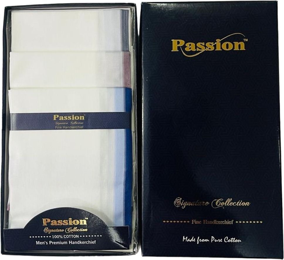 PASSION FROM OMTEX Men's Premium Combed 100% Cotton Signature Collection Italia Fine Handkerchieves ["WHITE WITH COLORED BOEDER"] Handkerchief-picture-10
