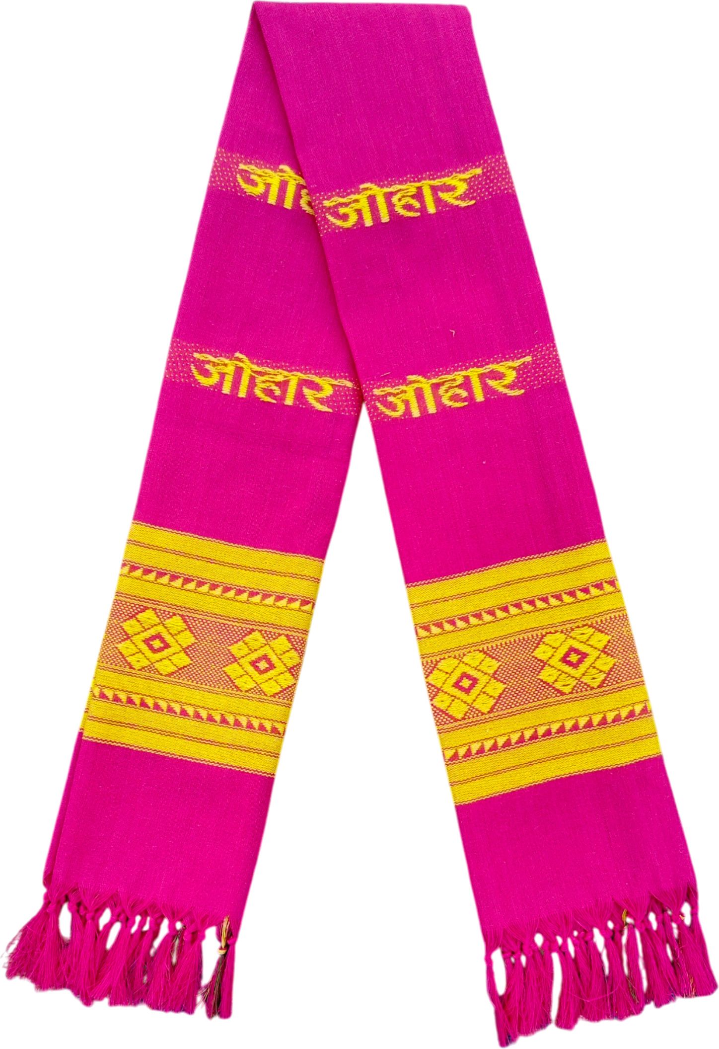BAKKAH Jharkhand Traditional Johar Gamusa ["Pink","Yellow"] Handkerchief-image-44