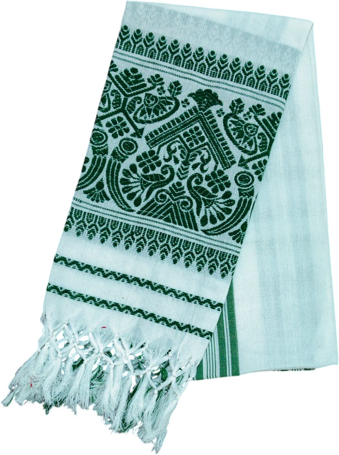 BAKKAH Assam Gamosa ["White","Green"] Handkerchief-picture-13