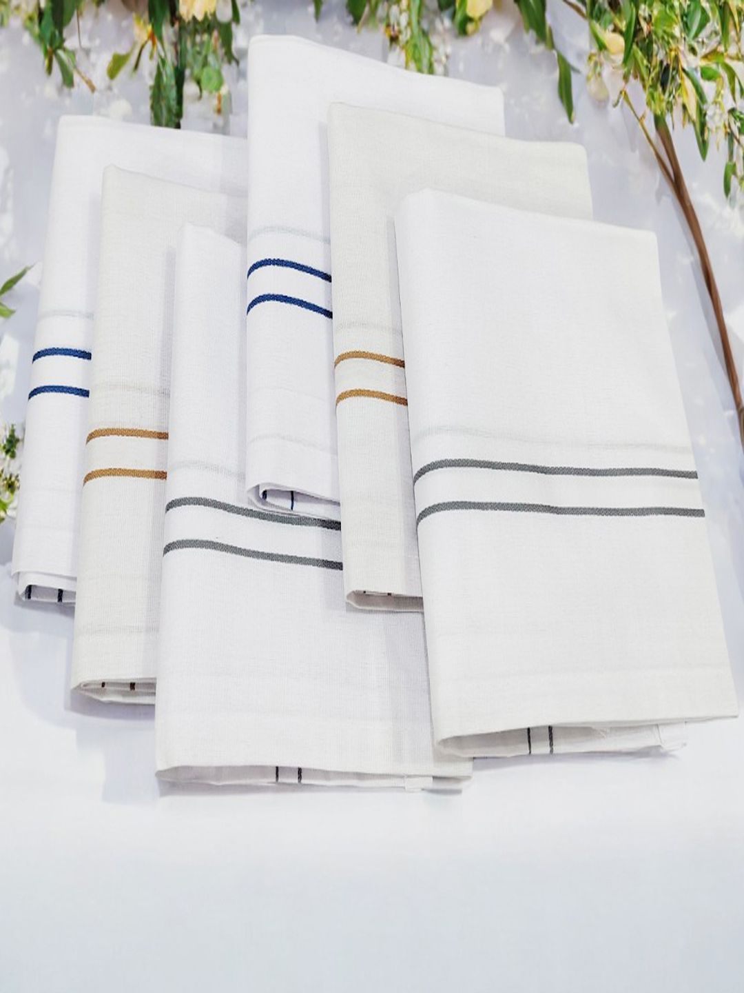 FIMS Men's Premium 100% Pure Cotton Handkerchief Hanky Combo Pack of 6 Multicolor ["White"] Handkerchief-picture-14