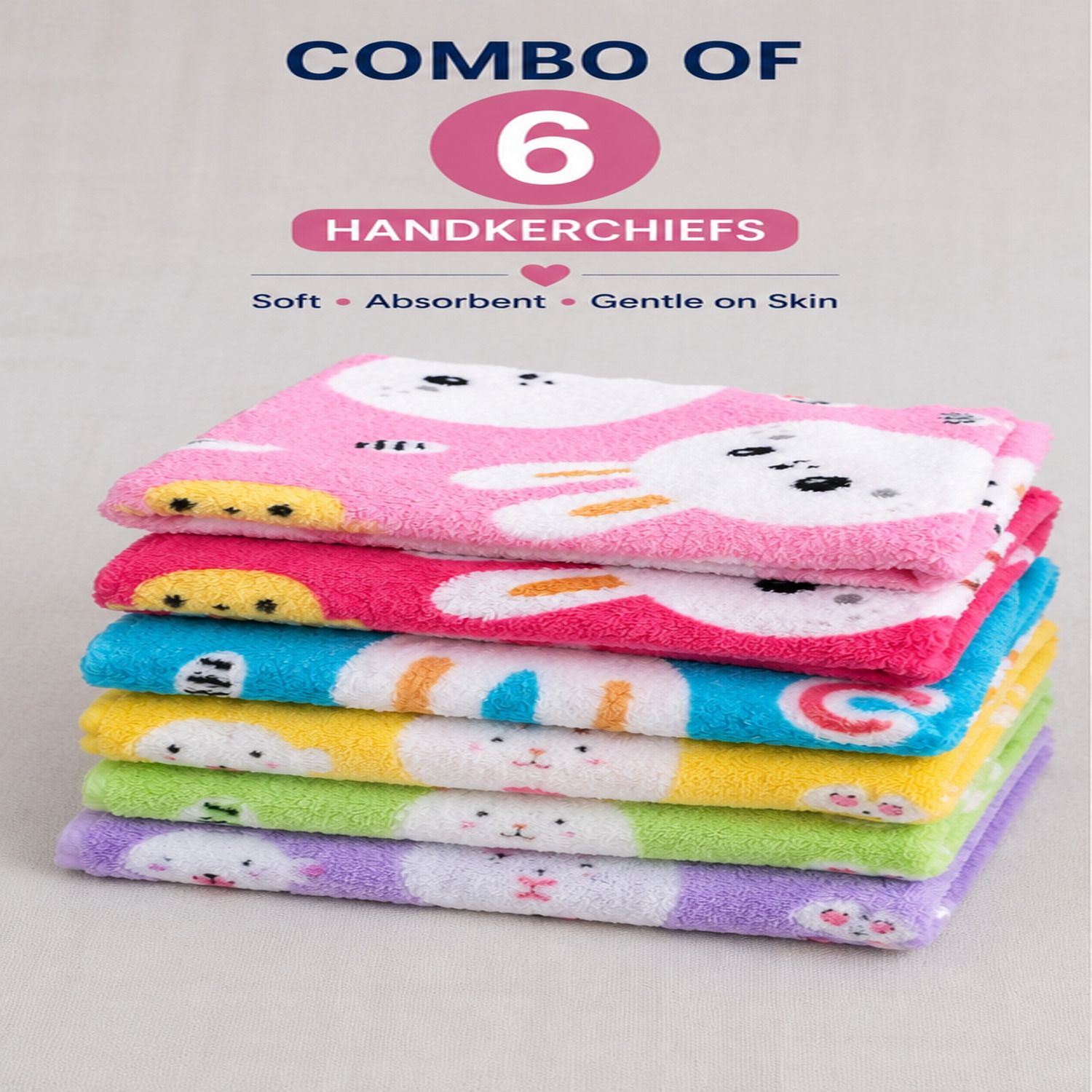 TARA ENTERPRISES Cotton Handkerchief for Women & Kids Soft Absorbent Cartoon Hanky ["Multicolor"] Handkerchief-picture-22