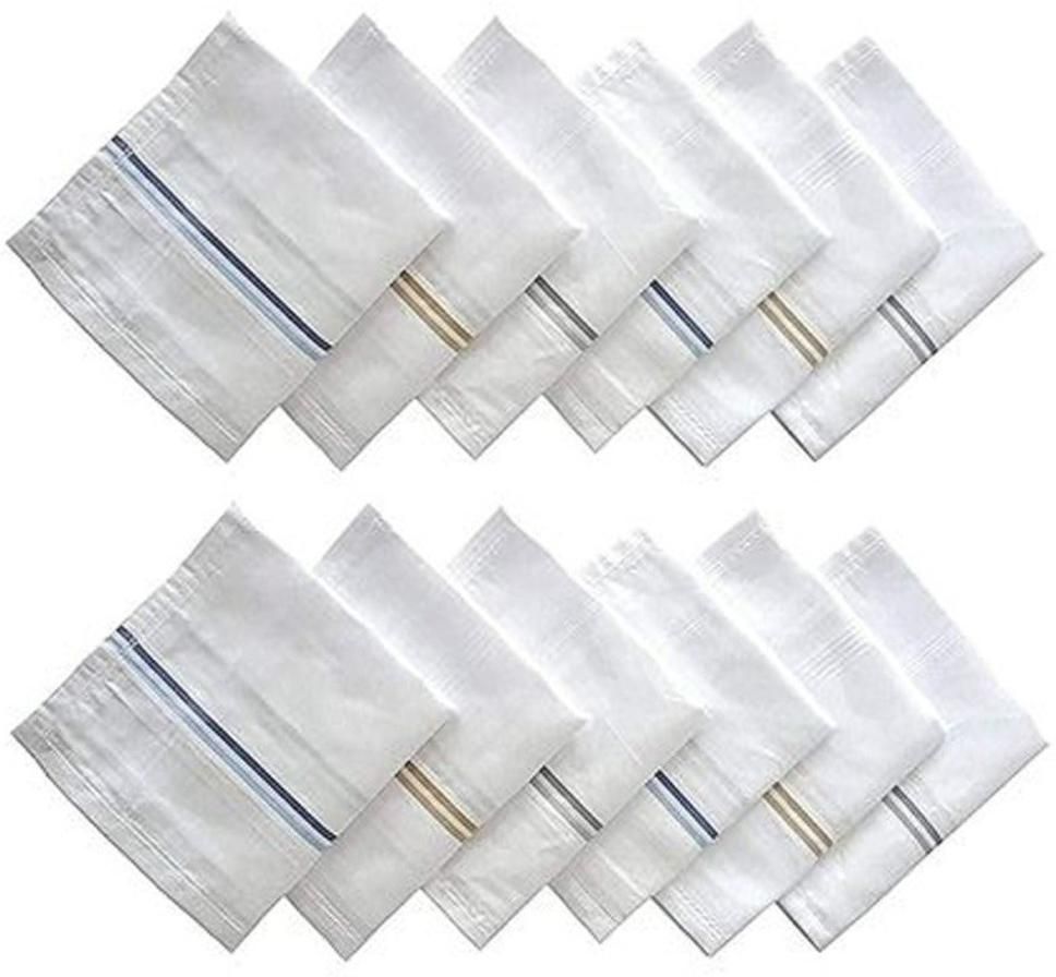 YJ FASHION Premium Striped Handkerchief for Men ["White"] Handkerchief