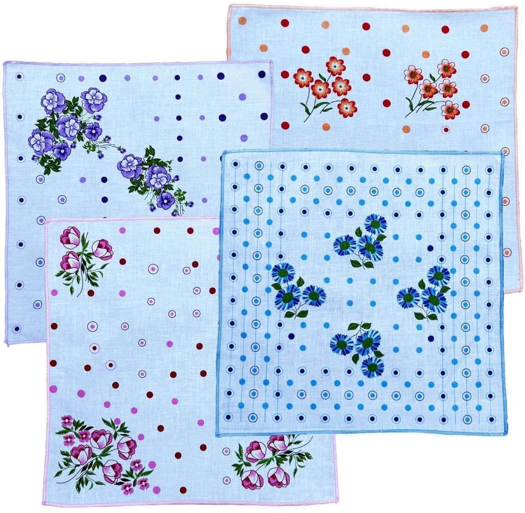Gopika Floral Print Soft Absorbent (31cm x 31cm) - Purple, Pink, Orange & Blue ["Multicolor"] Handkerchief-image-21