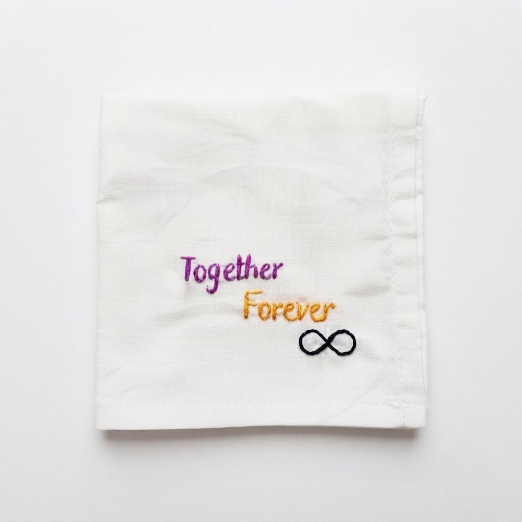 holy haven EMBROIDERED FOREVER TOGETHER HANDKERCHIEF FOR GIFT ["White"] Handkerchief-picture-13