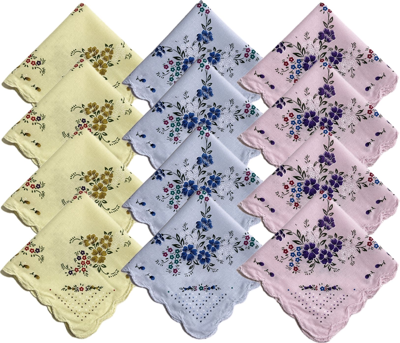Gopika 325 100% Cotton Women’s Light Color - Pink, Bule, Cream Flower Patterns ["Light Pink","Light Blue","Light Cream"] Handkerchief-picture-49
