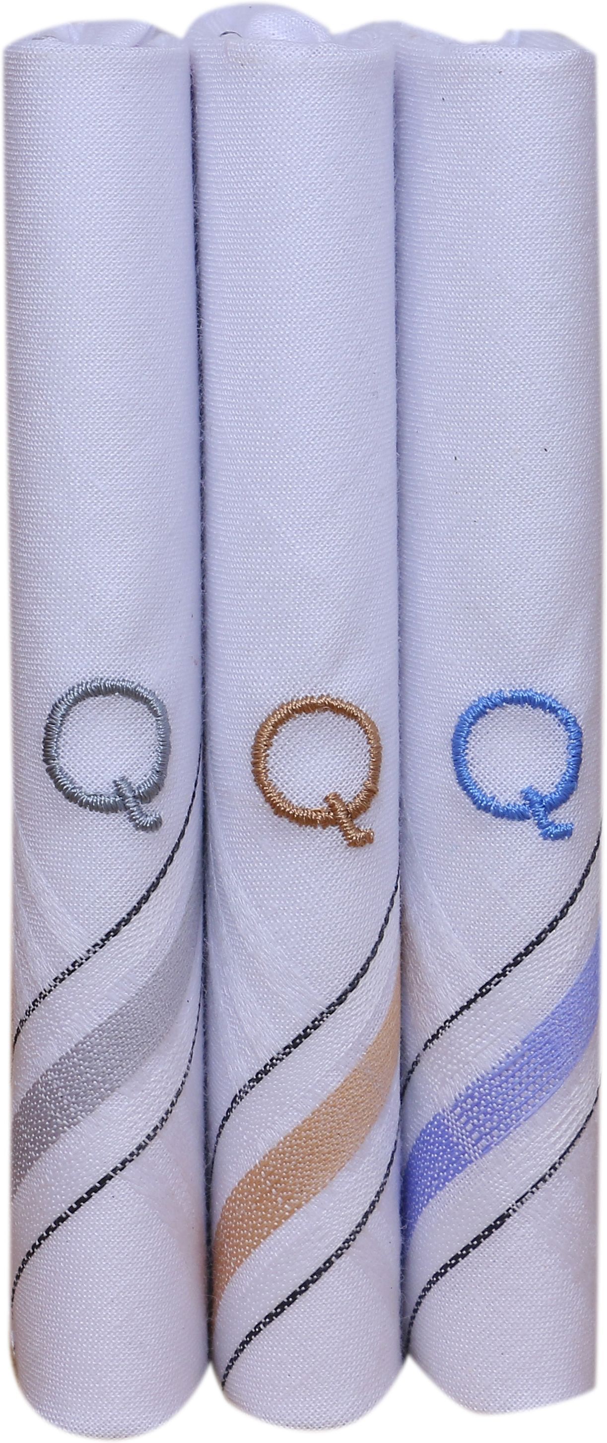 DIVYSIMAR DIVYSIMARhandkerchief for men boys with monogram Q pack of 3 ["White","Multicolor"] Handkerchief-picture-39