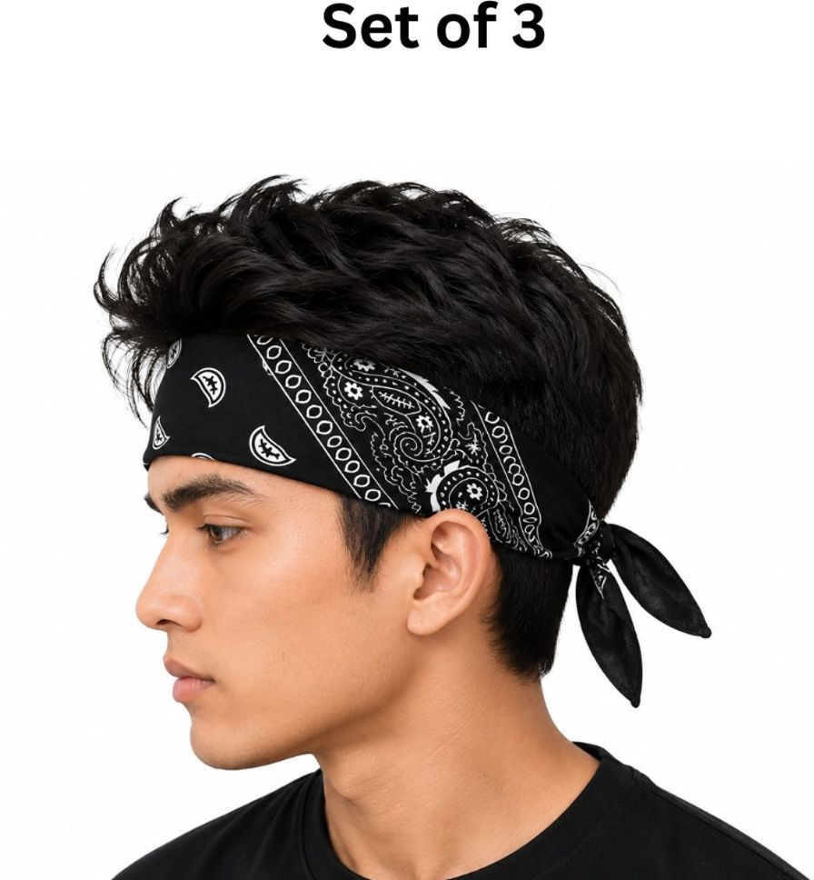 royalenterprise Premium Black Paisley Bandana Face Cover Neck Gaiter Unisex ["Black"] Handkerchief-picture-29
