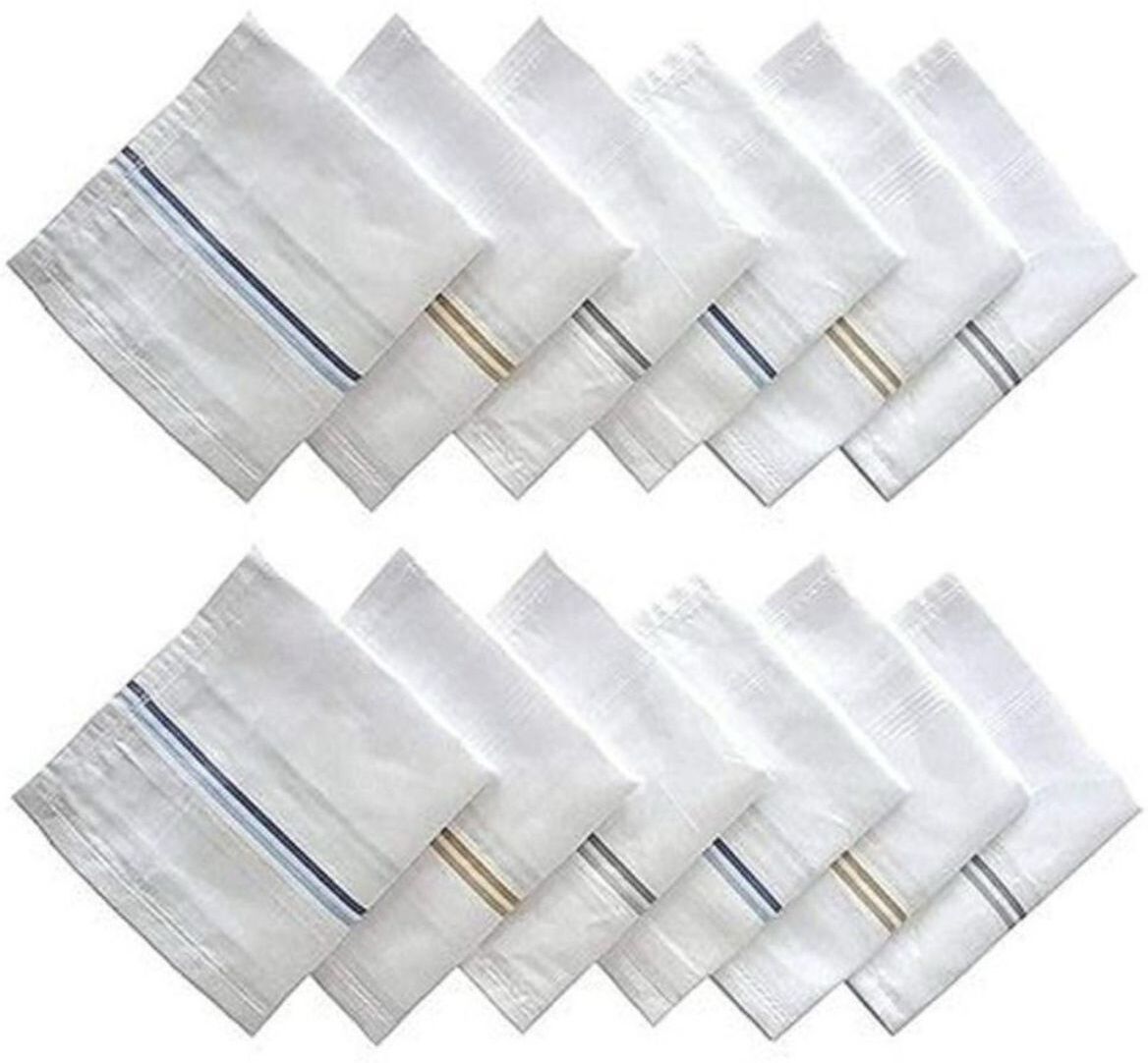 CoreSoft Premium Striped Handkerchief for Men ["White"] Handkerchief ["White"] Handkerchief-image-29