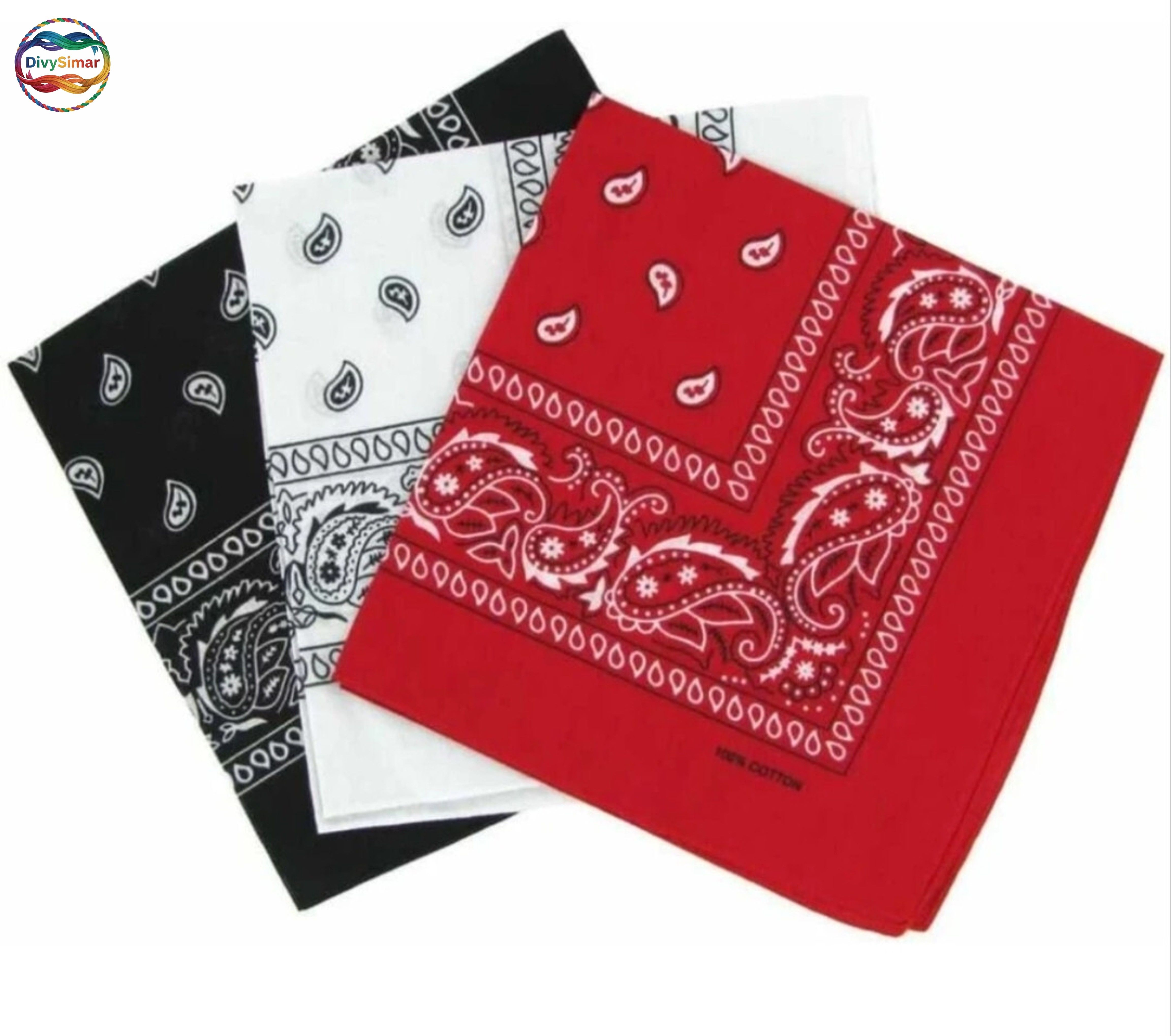 DIVYSIMAR Paisley Printed Cowboy Bandana Handkerchief | Unisex Head Wrap Scarf | Pack of 3 ["Multicolor"] Handkerchief