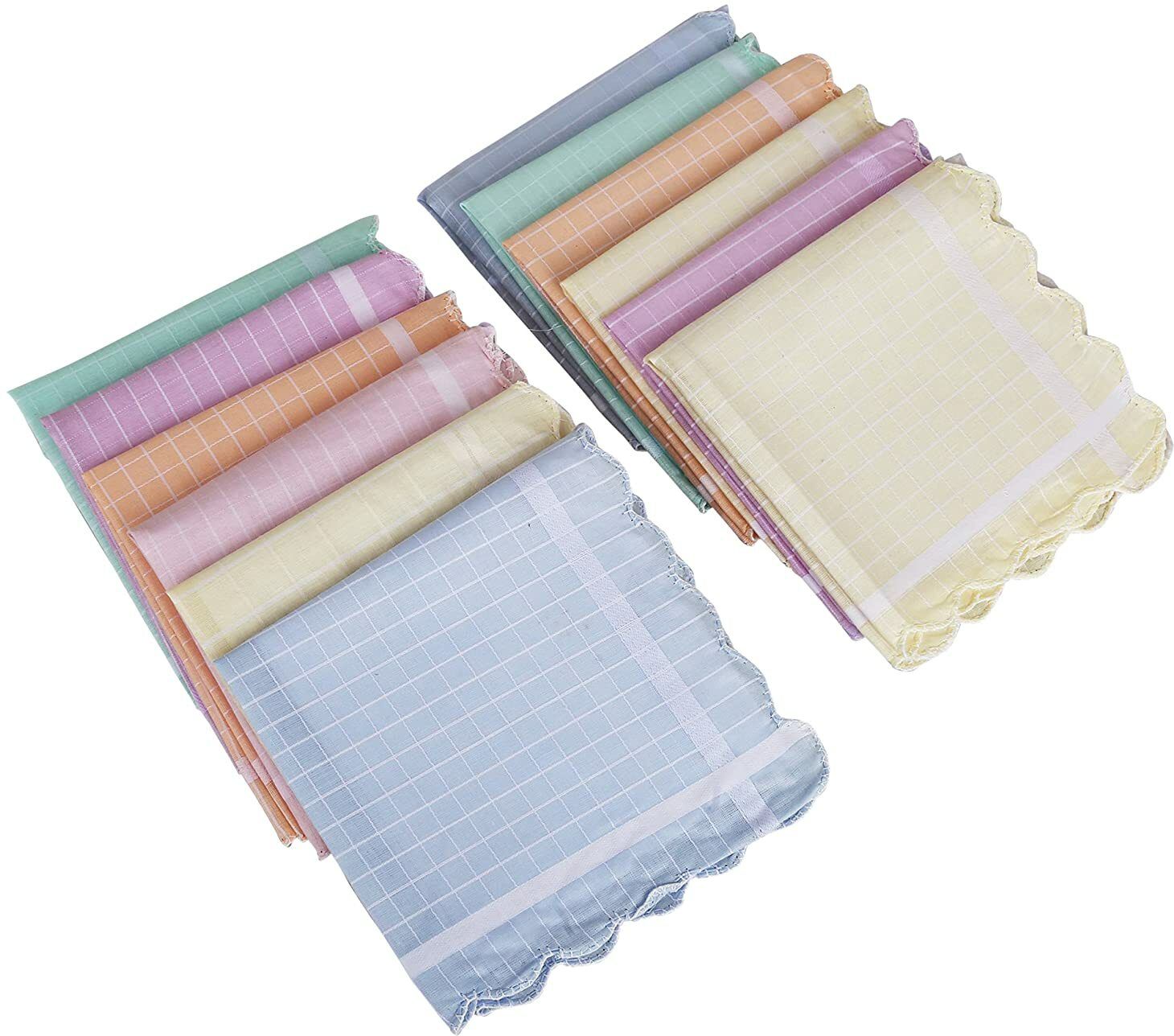Khillayox Women's/Girl's 100% Cotton Essential Stylish Handkerchiefs/Hankies (Pack of 12) ["Multicolor"] Handkerchief-picture-13