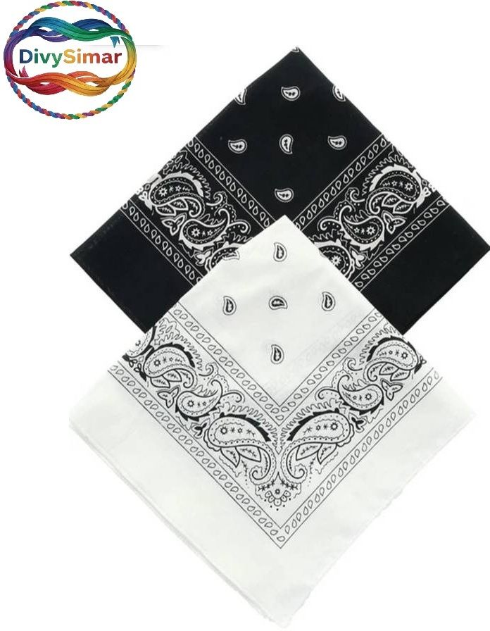 DIVYSIMAR Bandana / Head Wrap / Face Cover / Handkerchief | Black & White | Unisex ["Multicolor"] Handkerchief-picture-16