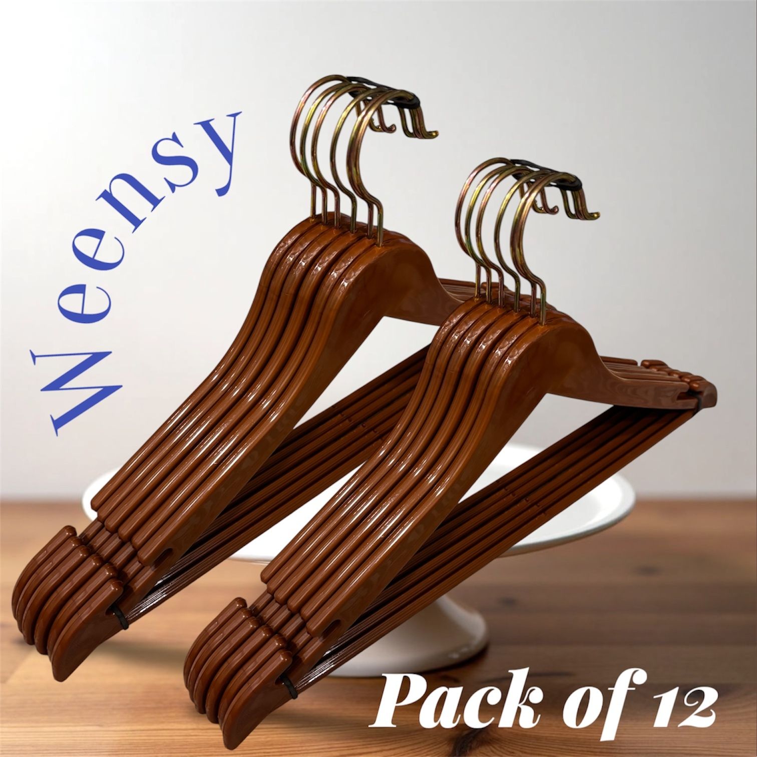 Coffee Brown Wooden Plastic Hanger Pack of 12 Plastic Shirt Pack of 12 Hangers For Shirt-image-33