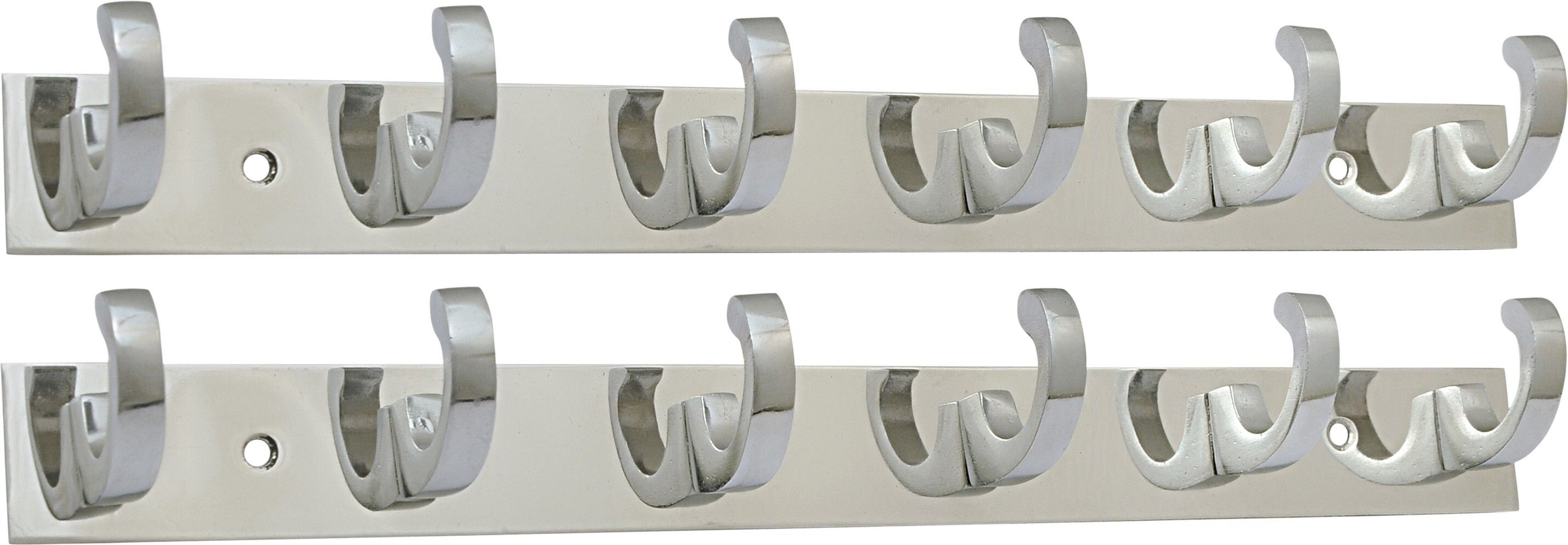 U Shape 6 Pin Glossy Hooks Stainless Steel Bathroom Cloth Hooks / Hanger / Key Holder / Door Wall Robe Hooks Rail for Hanging Keys, Clothes, Towel Hook Rail Eco Friendly Stainless Steel And Aluminum Aluminium Dress Pack of 2 Hangers ForDress-image-24