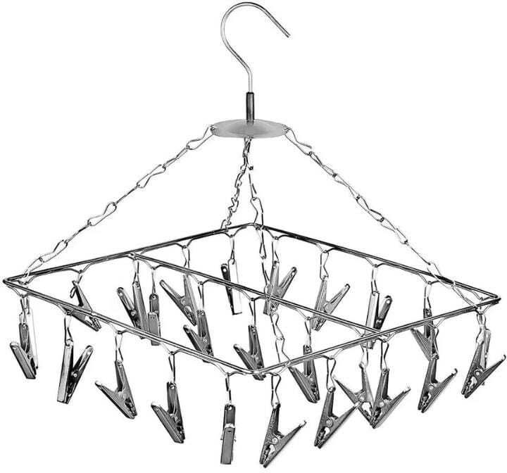 ecom home 25 Clip Cloth Drying Stnd/with Steel Cloth Clips Steel Tie Hanger For Tie-picture-10