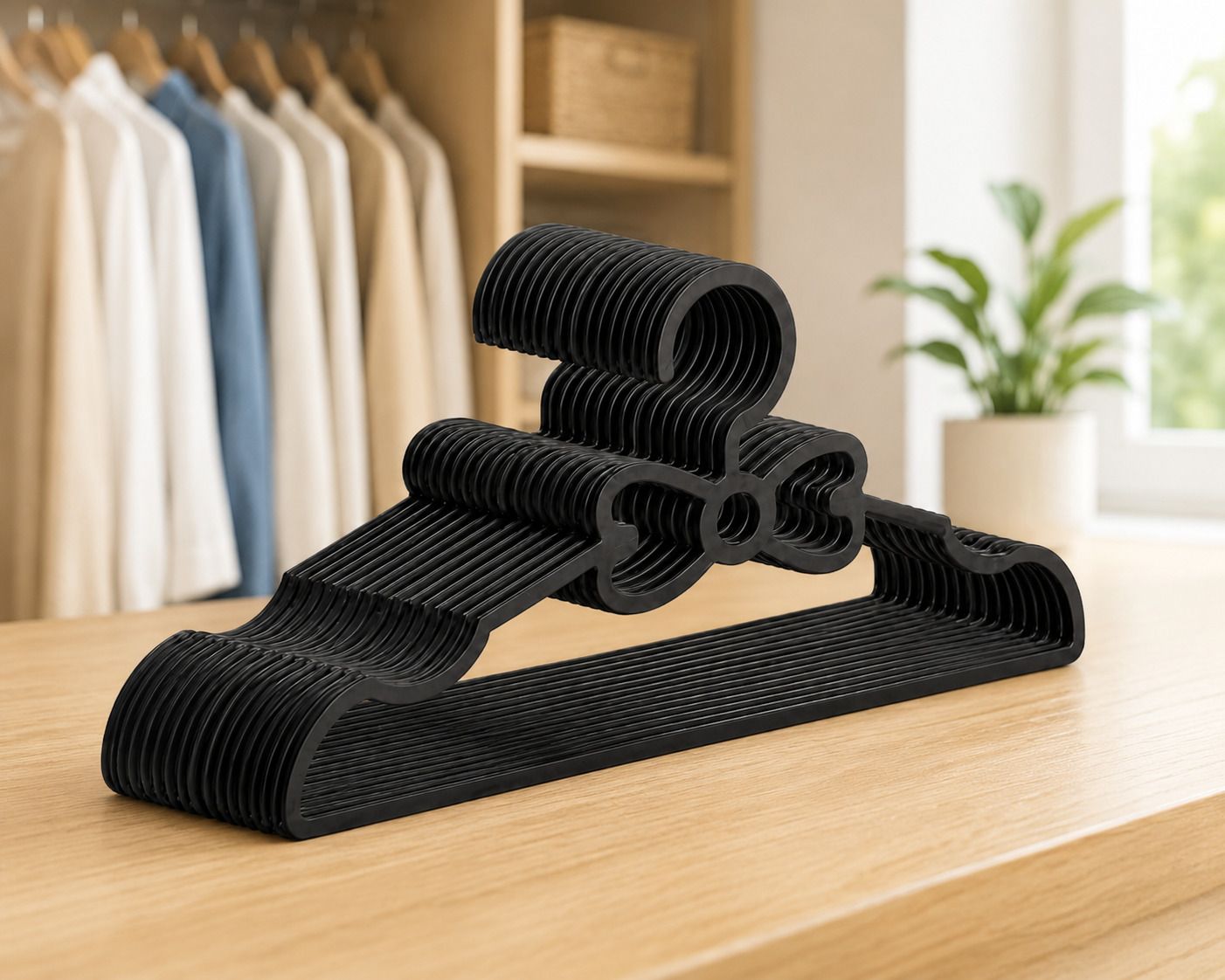 Premium Plastic Clothes Hangers Pack of 10 for Shirts & Dresses Plastic Shirt Pack of 10 Hangers For Shirt-image-0
