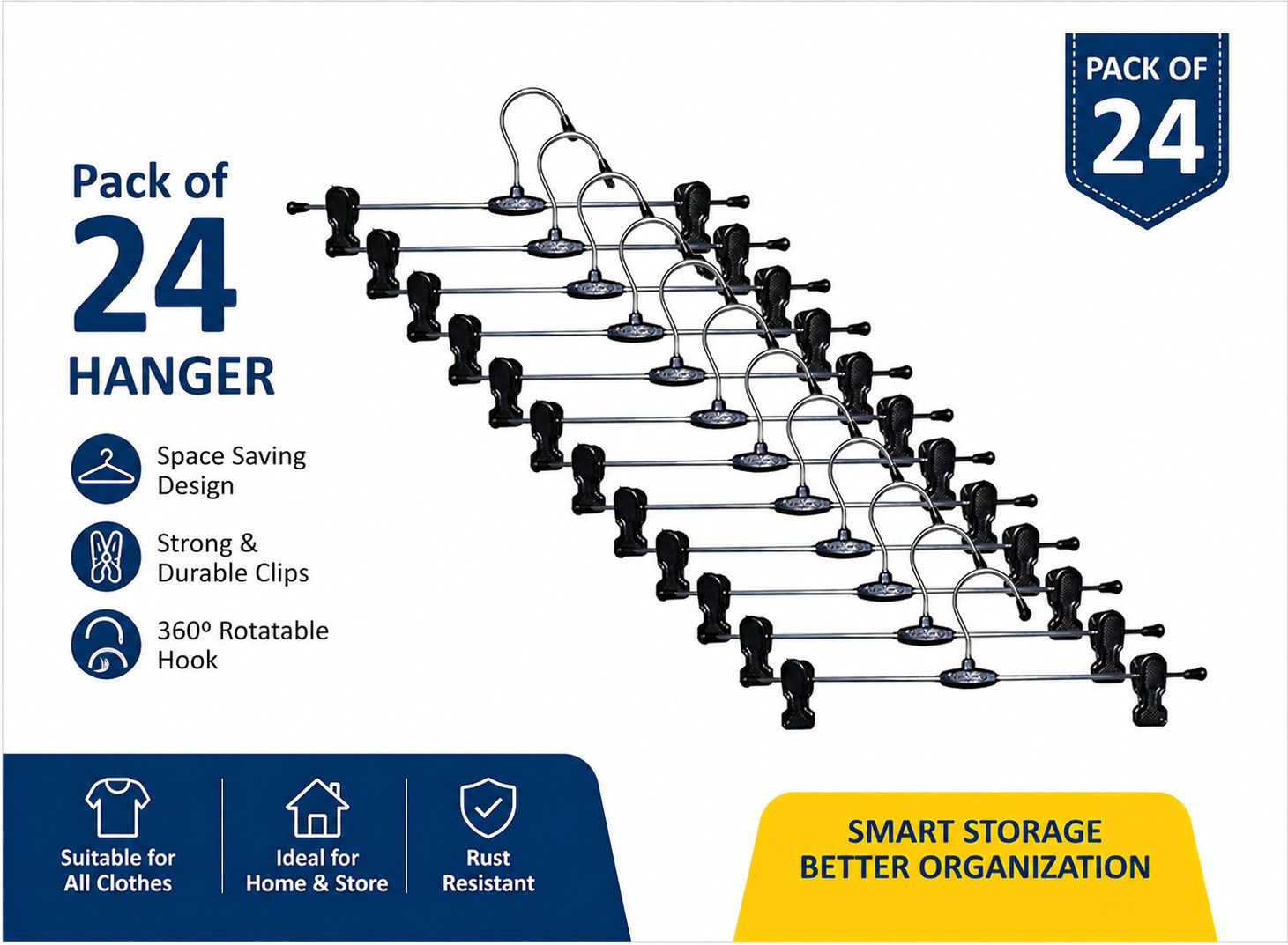 Clothes Clip Steel Saree Pack of 24 Hangers For Saree-image-17