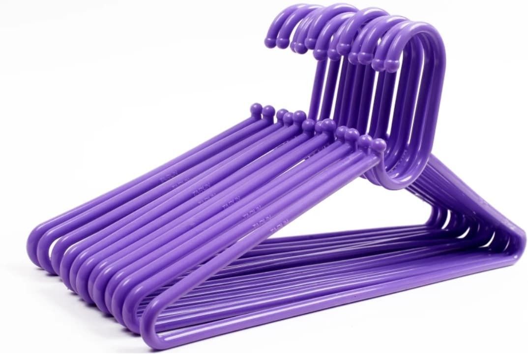 Purple Colour Plastic Garment Hnager Plastic Shirt Pack of 12 Hangers For Shirt-image-37