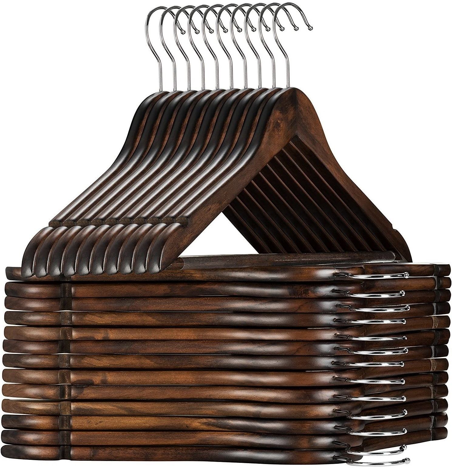 Wooden Hangers with Swivel Hook Smooth Finish Solid Wood for Clothes Wooden Shirt Pack of 30 Hangers For Shirt-image-29