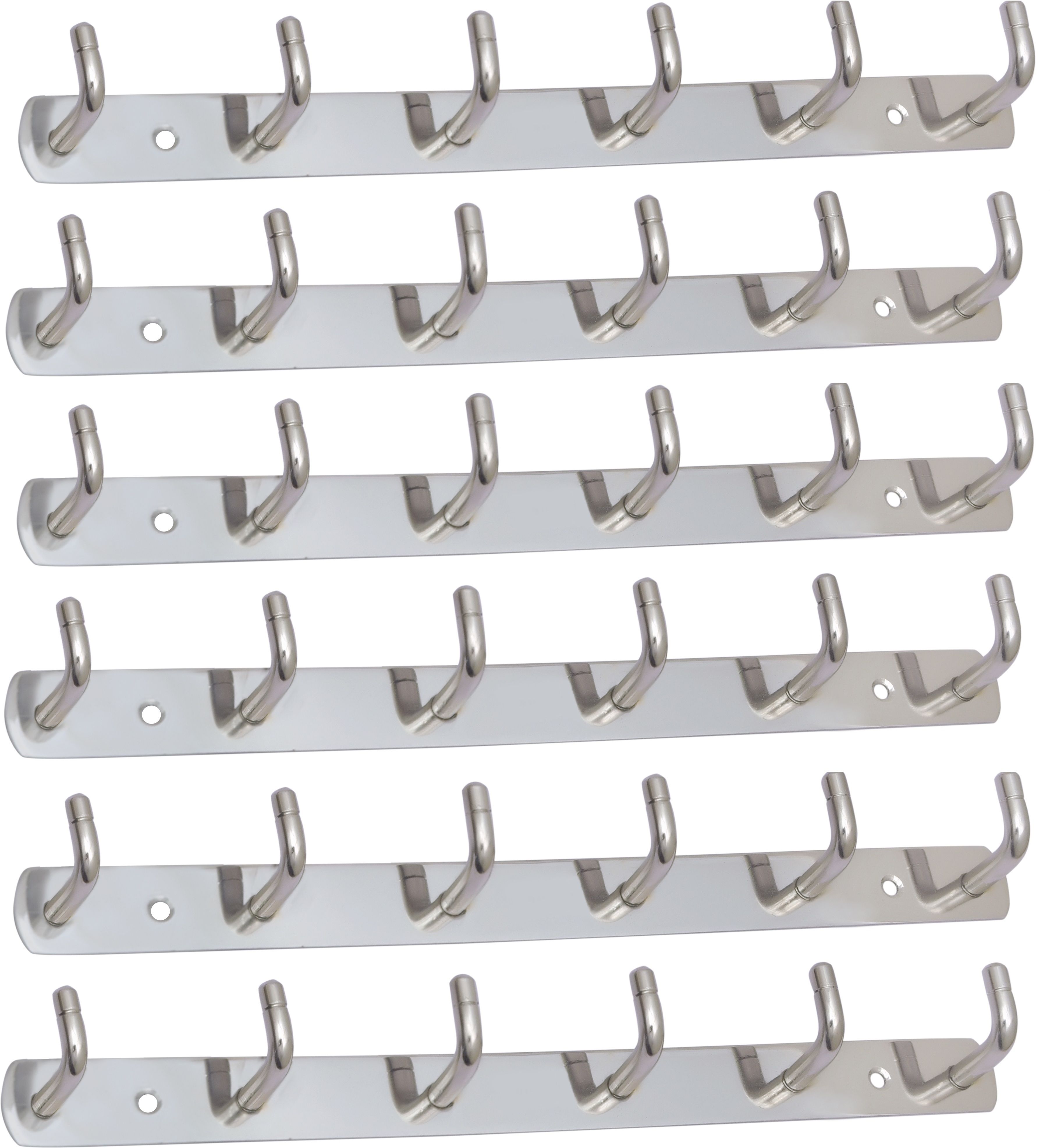 MEXON 6 Pin Hook Stainless Steel Bathroom Cloth Hooks / Hanger / Key Holder / Door Wall Robe Hooks Rail for Hanging Keys, Clothes, Towel Hook Rail Steel Dress Pack of 6 Hangers For Dress-image-22