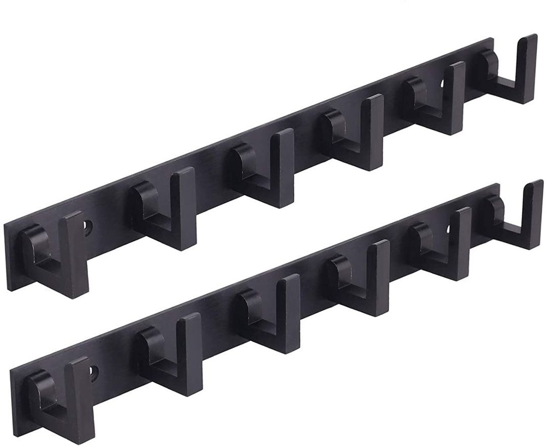 Black Super 6 Pin Wall Mounted Wall ,Door Hooks Rail for Hanging Key( Pack of 2) Aluminium Shirt Pack of 2 Hangers For Shirt-image-8