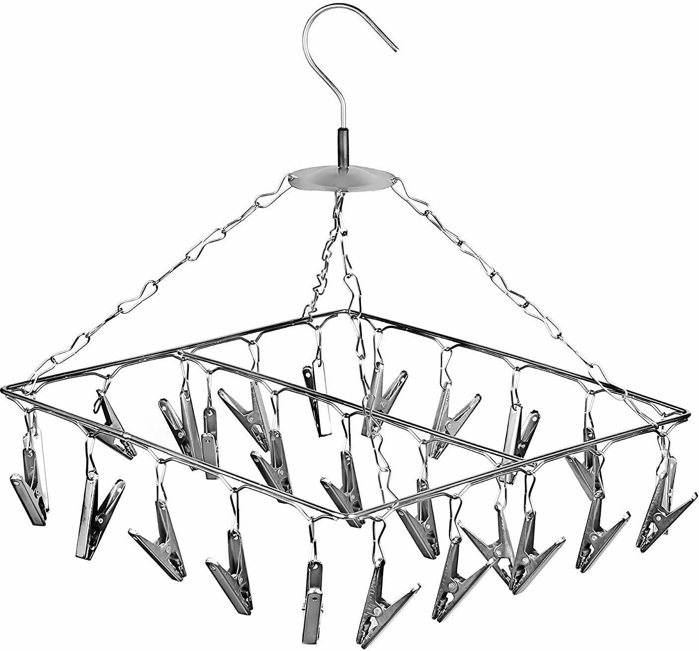 blendmix Stainless Steel Square Cloth Dryer/Clothes Drying Hanger with Clips Door Hanger-picture-24