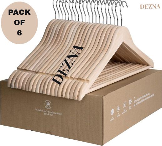dezna Wooden Plastic Space Saving Plastic Coat Pack of 6 Hangers For Coat-picture-27