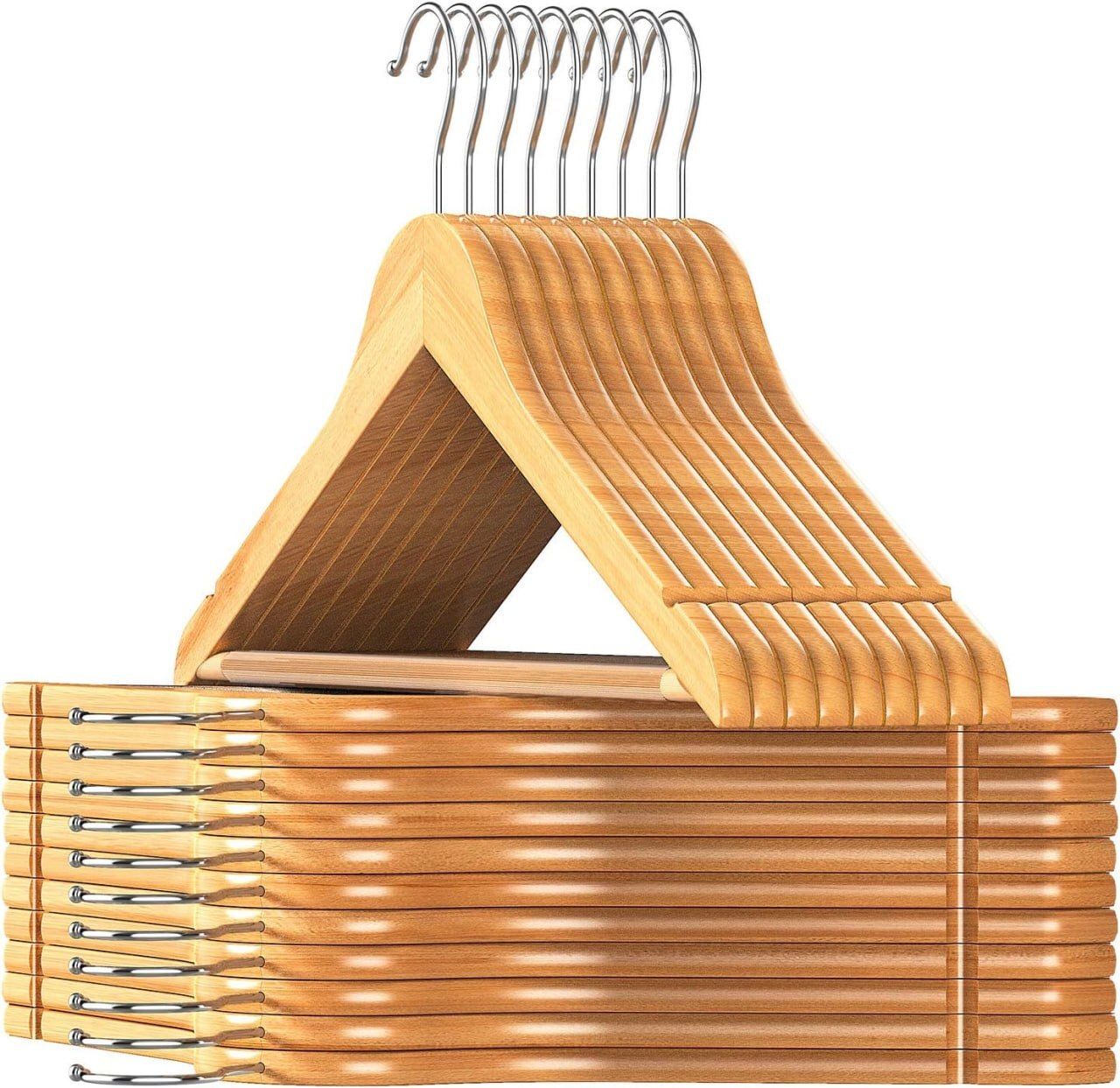 Wooden Hangers, Wooden Clothes Hangers, Solid Wood Hangers Wooden Shirt Pack of 4 Hangers For Shirt-image-3