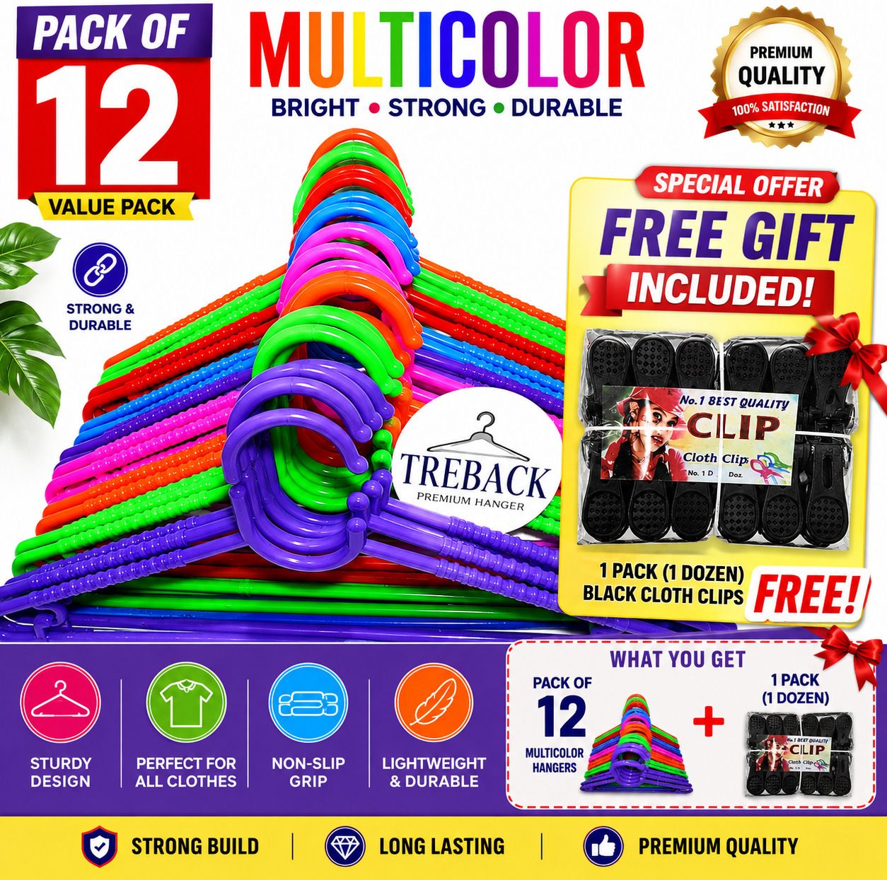 xacira Plastick hanger pack of 12 multicolur Plastic Shirt Pack of 12 Hangers For Shirt-picture-31
