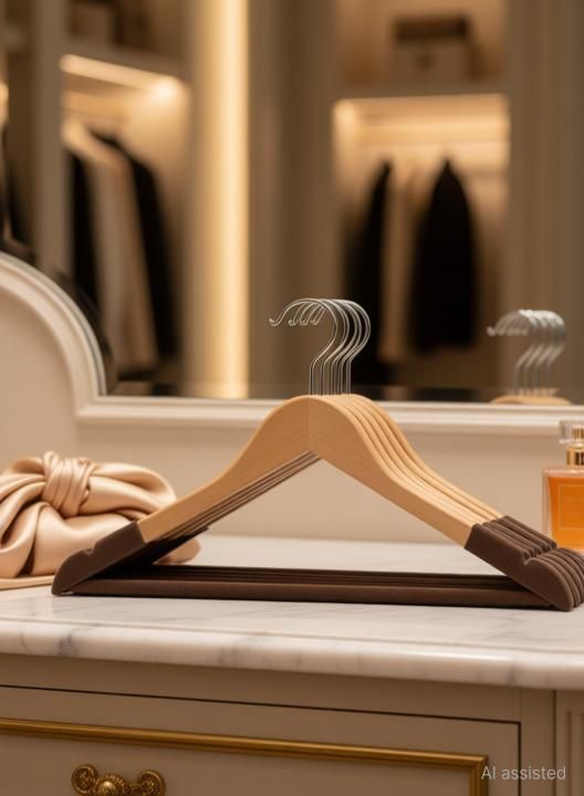 Suit Hangers Non Slip - Luxury Natural Lotus Wood & Velvet 360° Rotating Hook Wooden Dress Pack of 20 Hangers For Dress-image-18