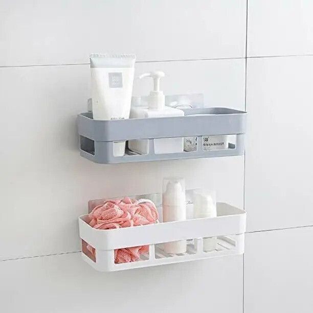 sjk Self Adhesive Multi-Purpose Wall Hanging BATHROOM floating Shelf Plastic Wall Shelf-picture-11