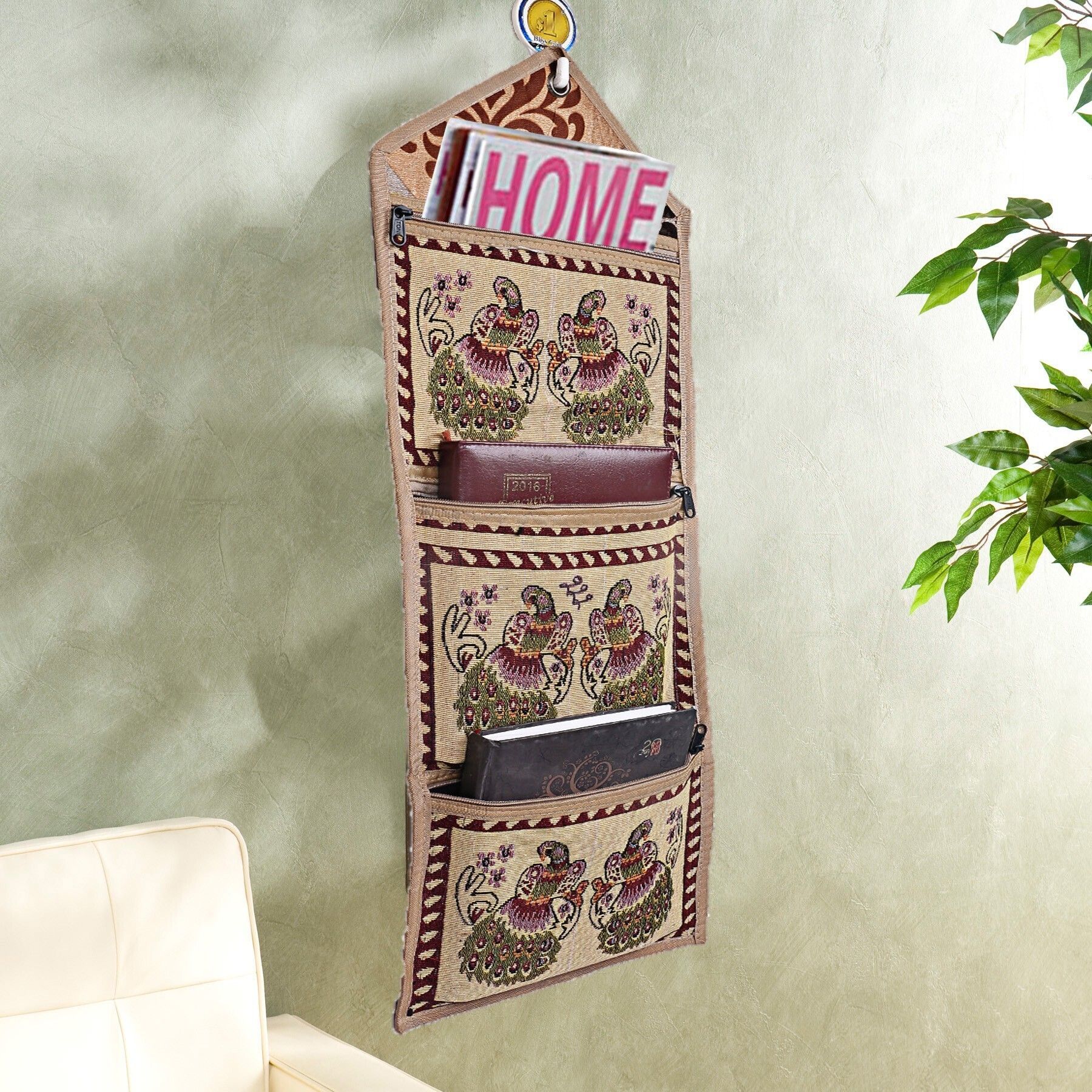 Cotton 1 Piece Wall Hanging Magazine Letter Holder (Cream) -CTKTC7249 Regular Organizer-image-1