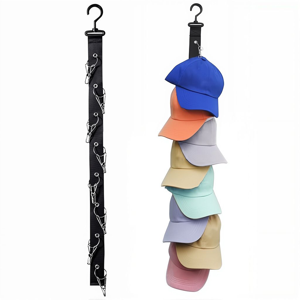 gustave Wall Hanging Hat Organizer Belt with 8 Clips for Caps Scarves and Belts Closet Organizer-picture-23