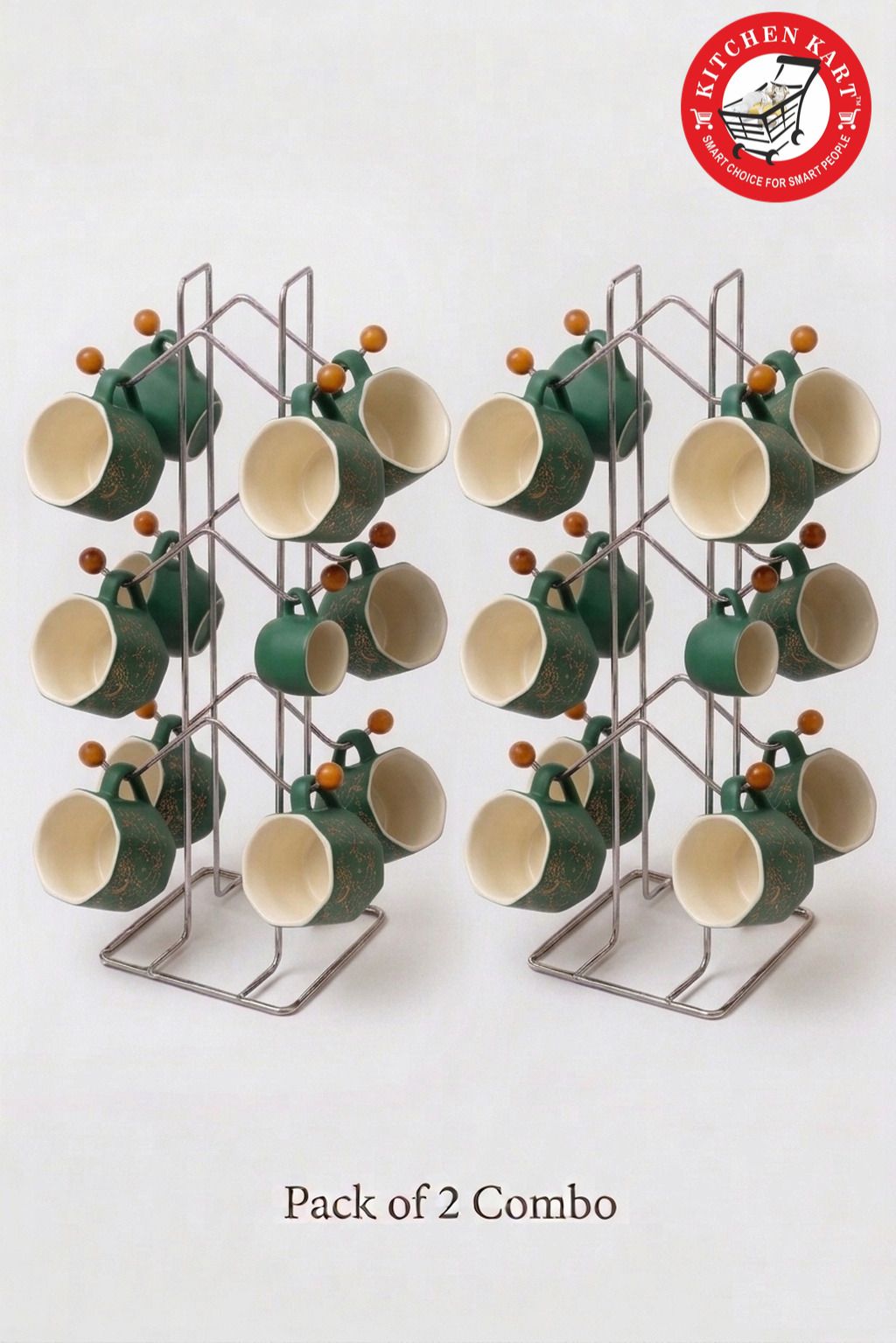 kitchen kart Pack of 2 Mug Display Racks | W Design Cup Storage Stand Stainless Steel Glass Holder-picture-36