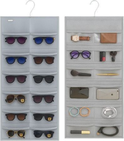 kottify Hanging Sunglasses Organizer Dual Sided Wall Mount Eyeglass Case with 24 Slots Accessories Organizer, Closet Organizer, Regular Organizer-picture-12