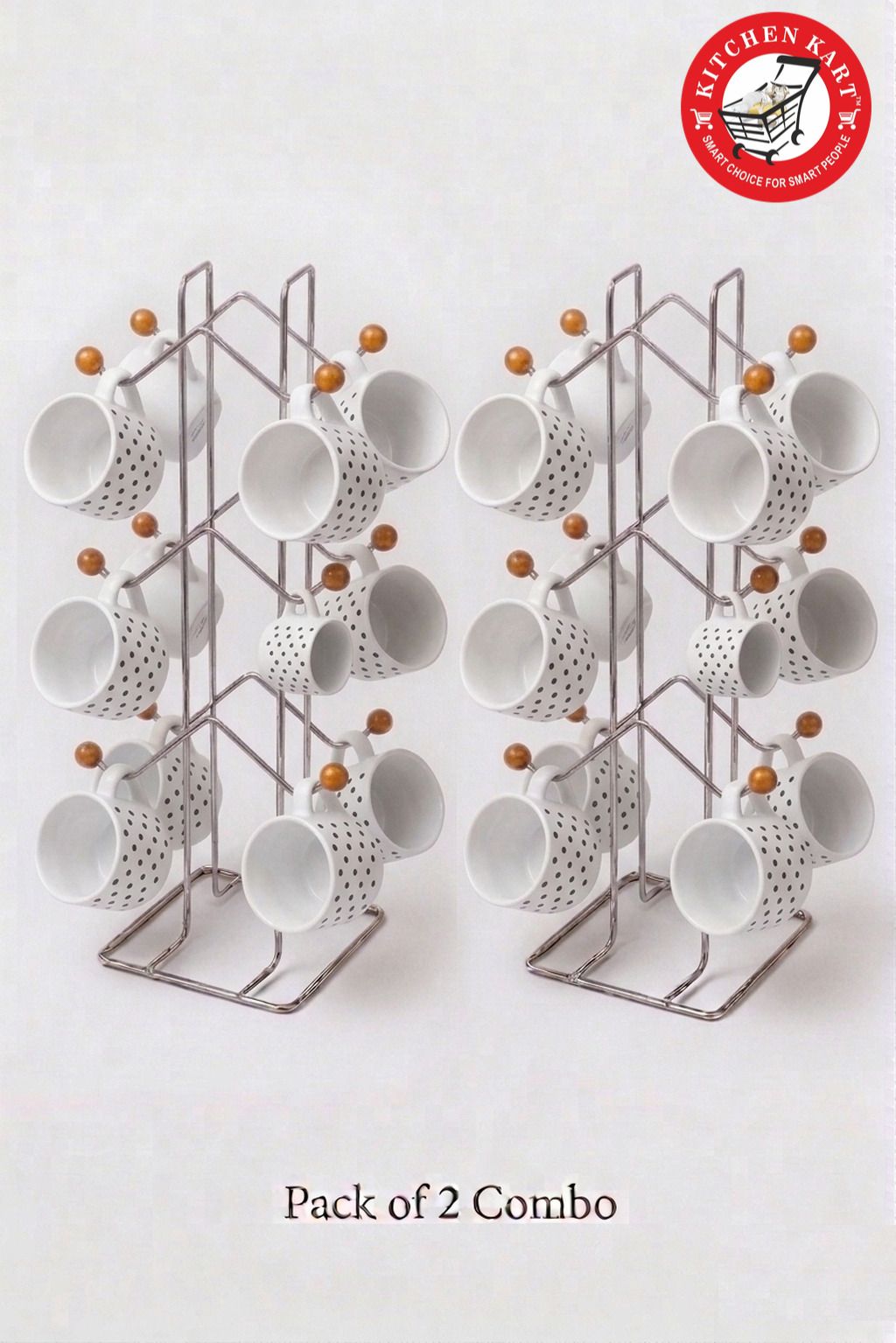 Pack of 2 Coffee Mug Holders | W Shape Storage Rack Stand Stainless Steel Glass Holder-image-3