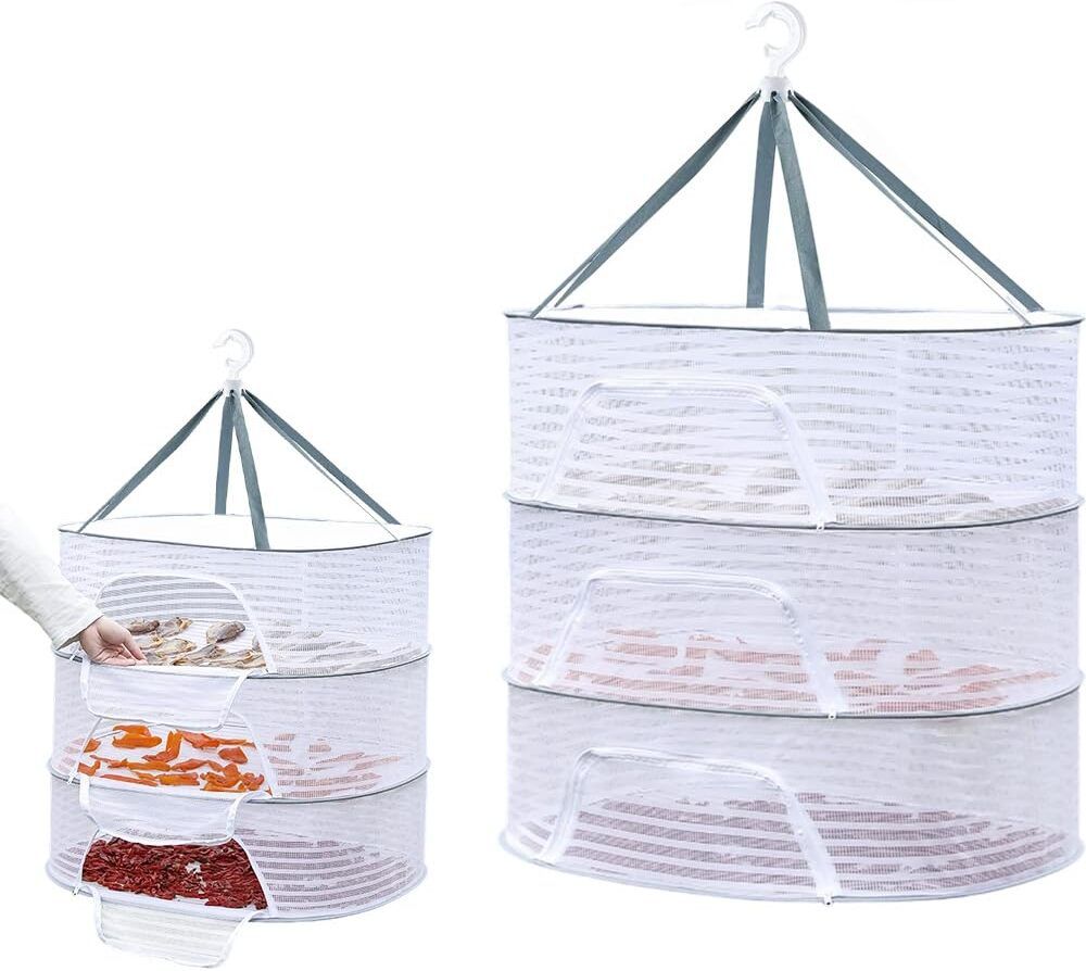hasthip Three Layer Herb Drying Rack Hanging Mesh Net Foldable Indoor Outdoor Dryer Regular Organizer-picture-14