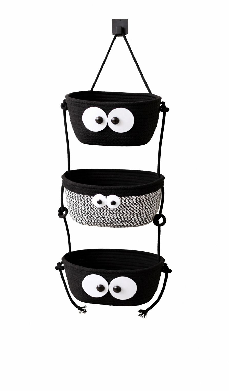 velosmart Black & White 3-Tier Hanging Organizer with Eye Design Accessories Organizer-picture-20