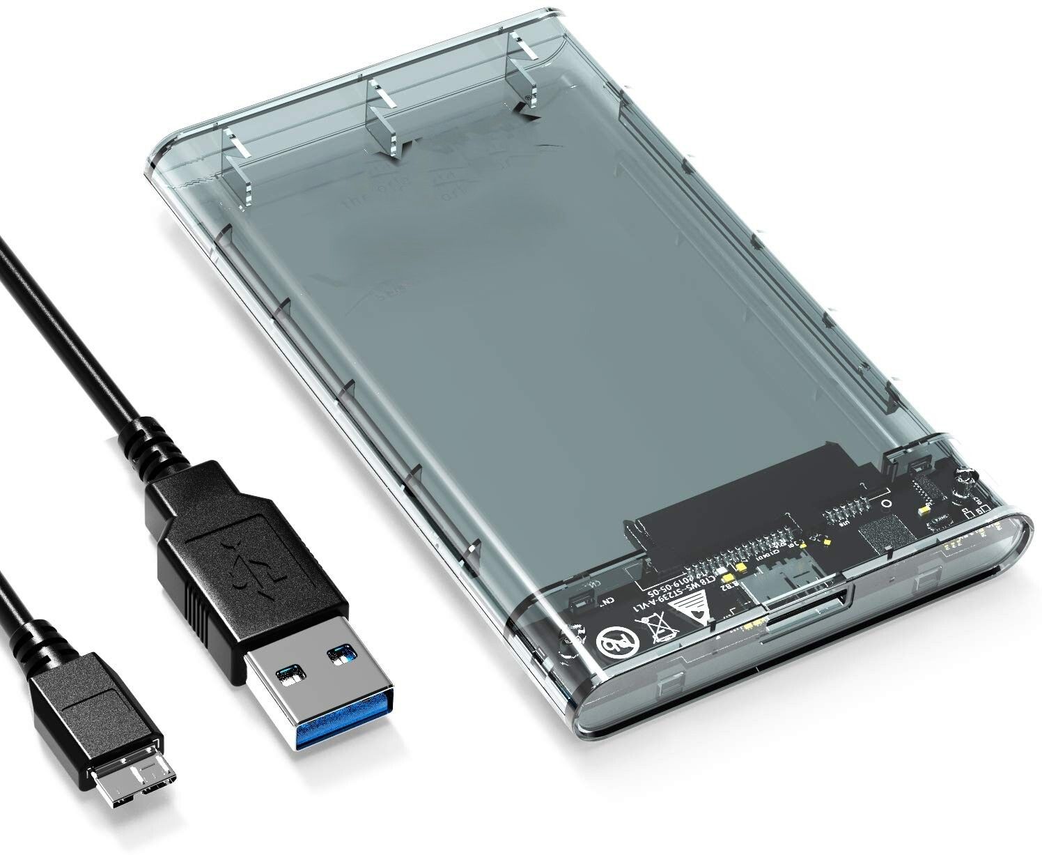 SAENTE USB 3.0 2.5" HDD SSD Enclosure – Clear SATA Case with UASP 2.5 inch HDD Enclosure-image-3