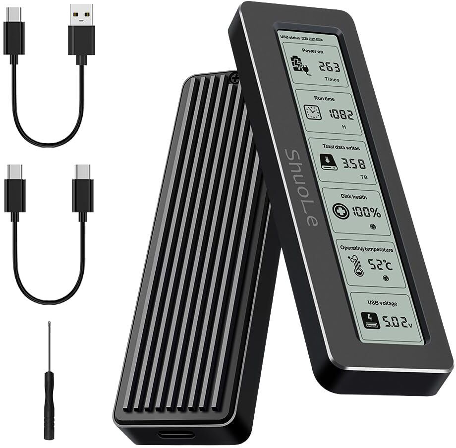 Verilux M2 NVME SSD Enclosure Adapter USB C to NVME PCIe M2 Solid State Drive Case 3 inch External Hard Disk Cover-image-30