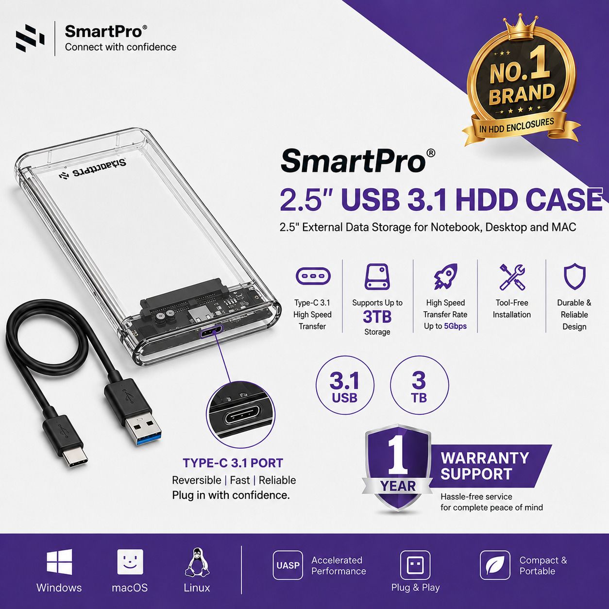 Riavic ClearView Pro 3.1 HDD Caddy 2.5 inch Shock Resistant Hard Disk Enclosure-image-33