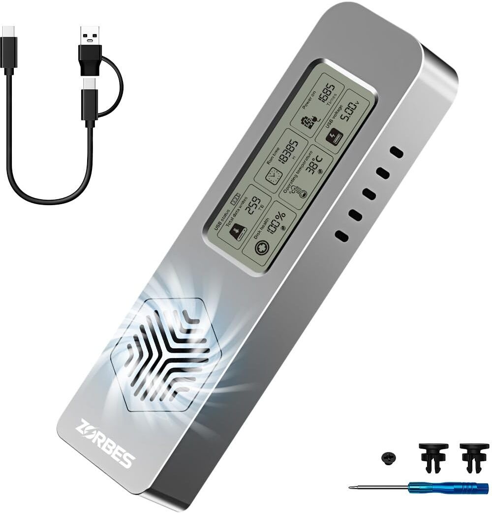 Zorbes High Speed M2 NVMe SSD Enclosure with Cooling Fan and USB 32 Gen2 Support 3 inch External Hard Disk Enclosure-image-15