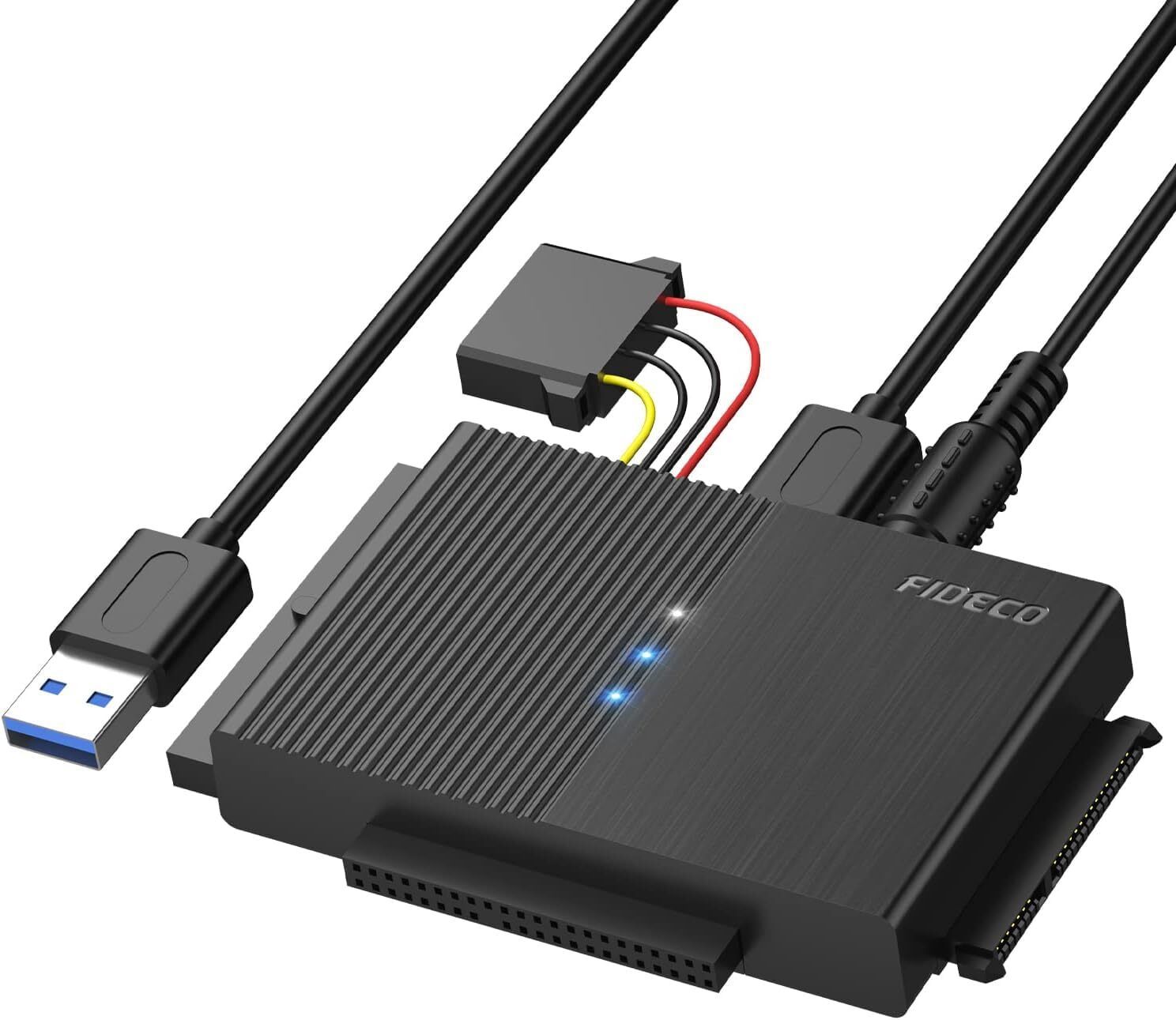 Fideco USB 3.0 to SATA or IDE Adapter, Hard Drive Adapter Cable Universal 3.5 inch SATA HDD/SSD & IDE HDD with 12V/2A Power Adapter-image-33