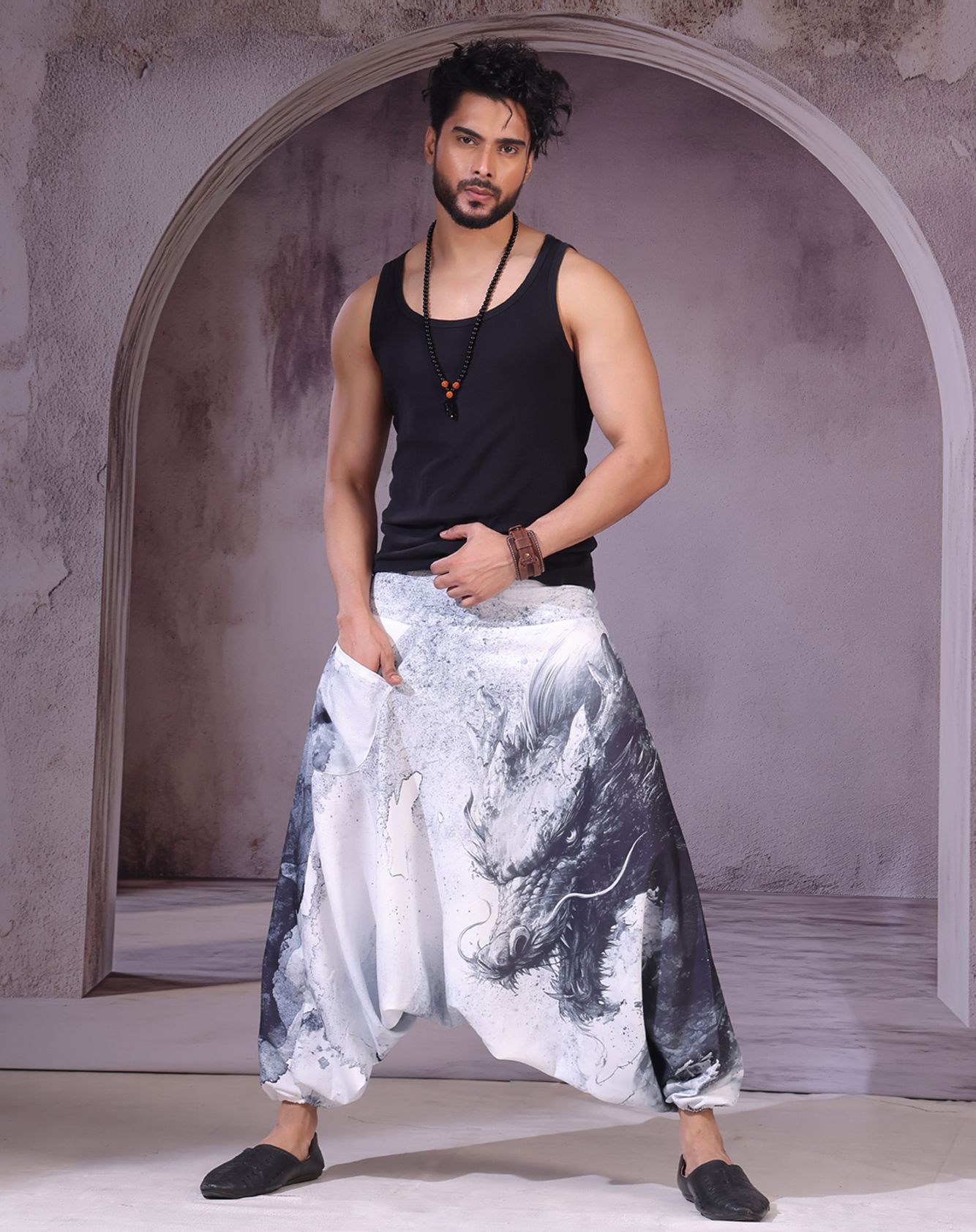 Animal Print Cotton Men Harem Pants