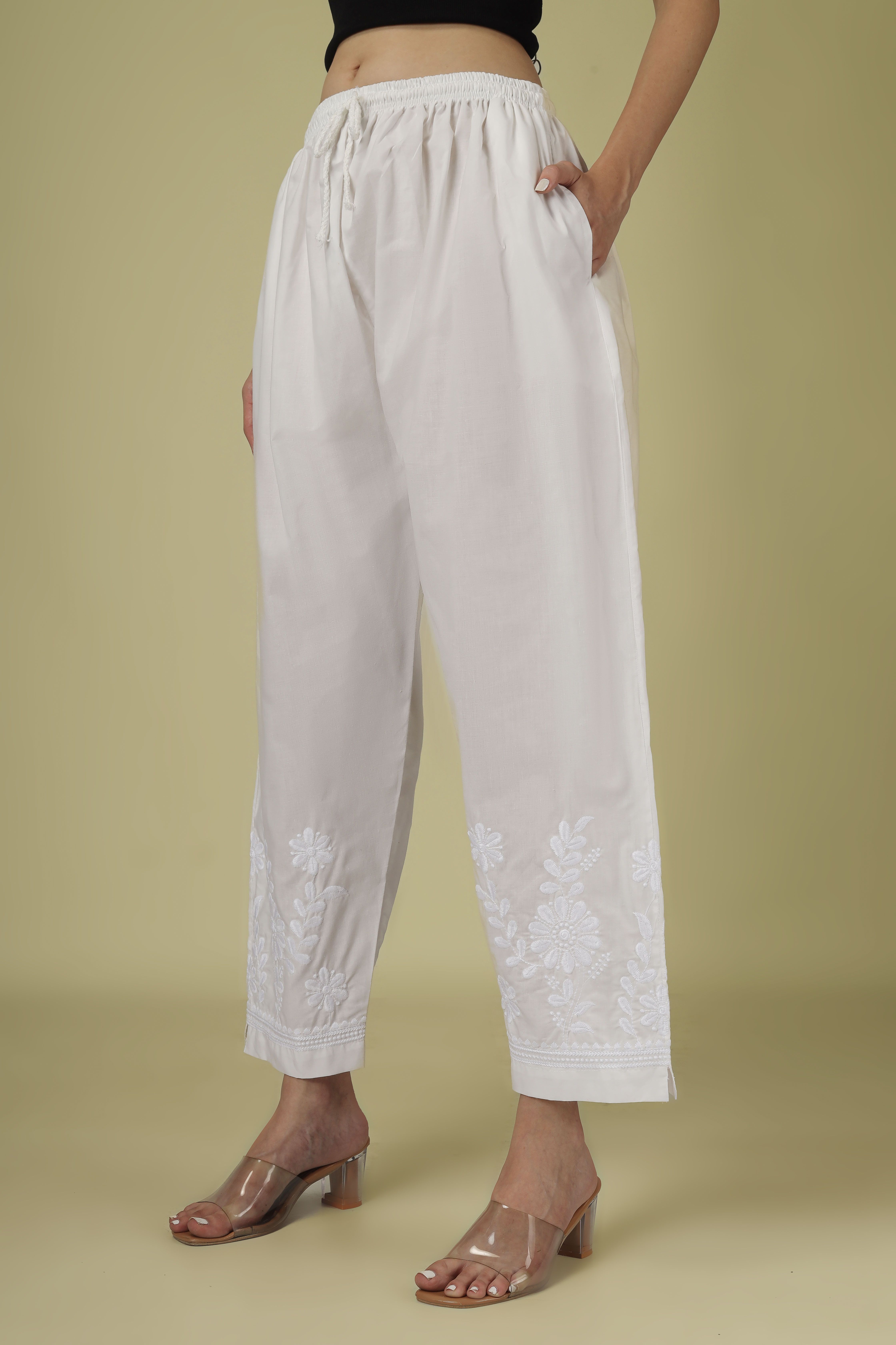 lucknowithreads Embroidered Cotton Women Harem Pants-picture-36