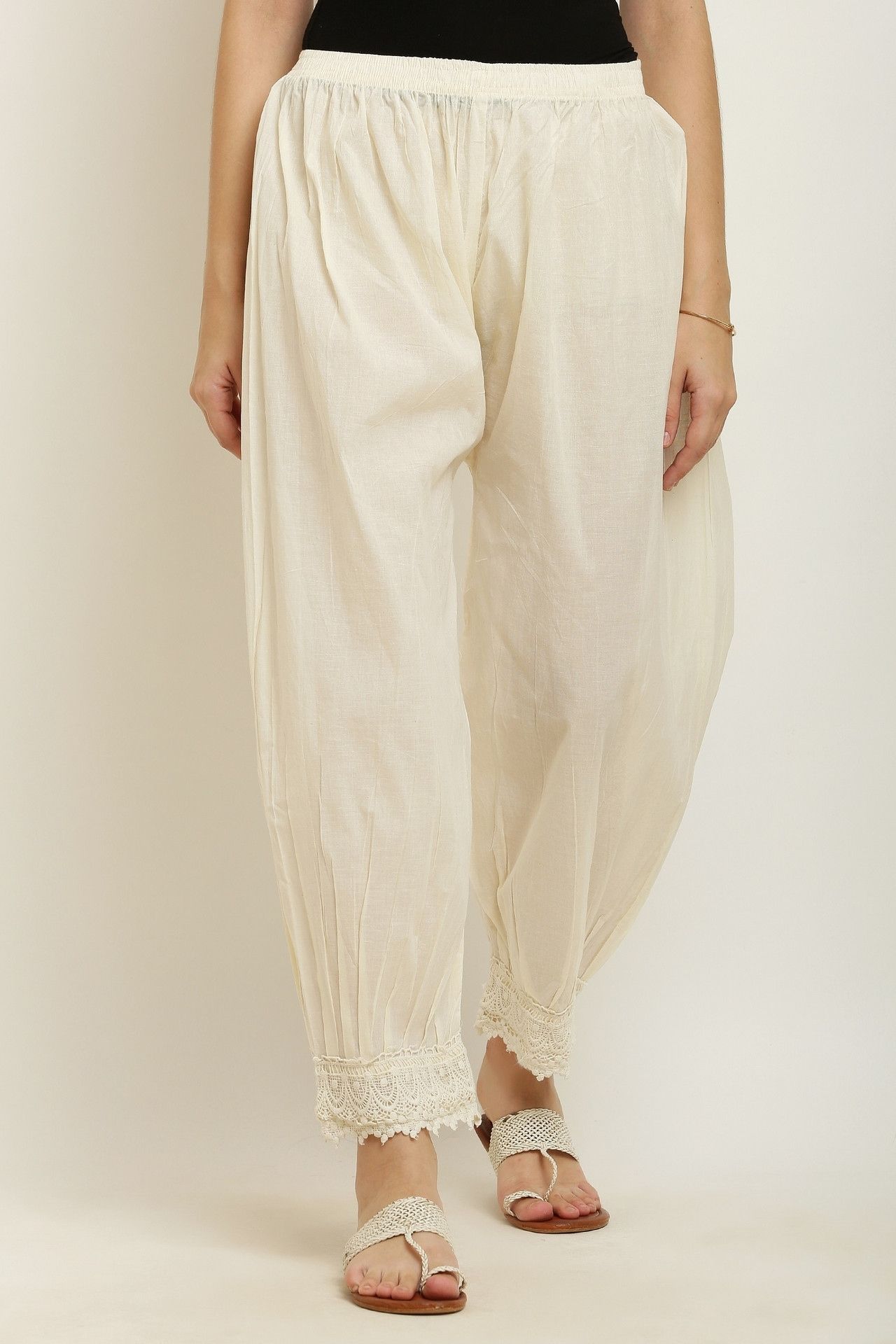 Solid Cotton Women Harem Pants-image-12