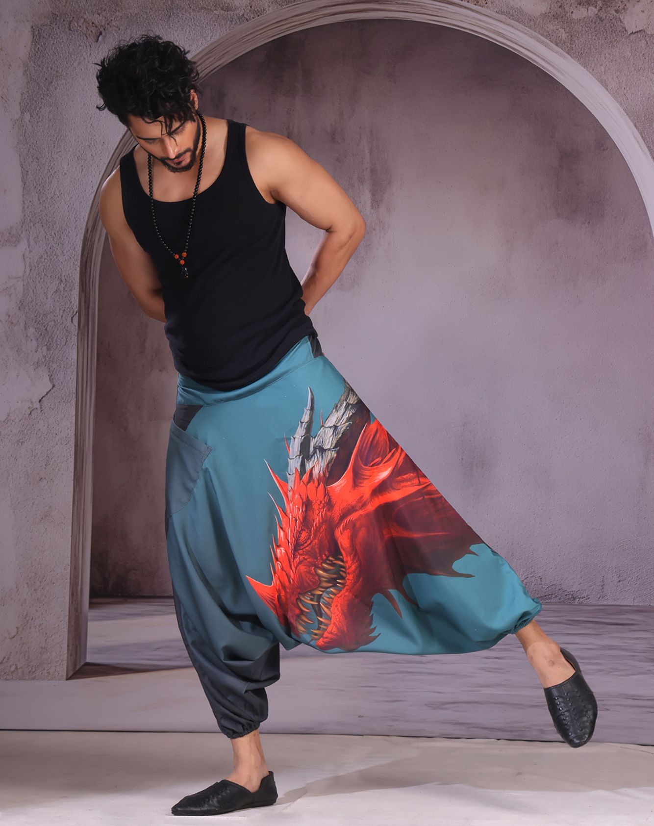 Animal Print Cotton Men Harem Pants-image-47