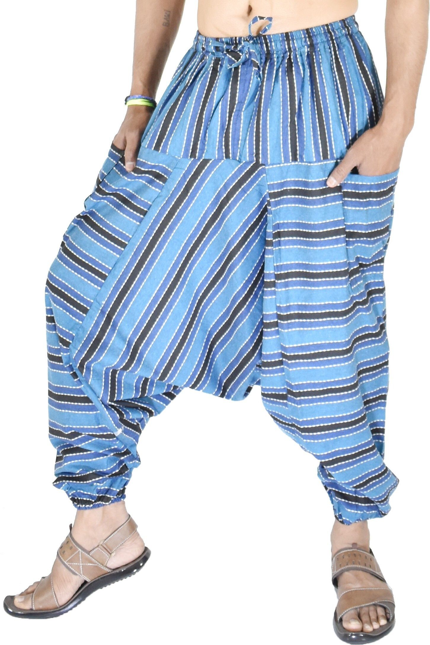 whitewhale Striped Cotton Men Harem Pants-picture-32