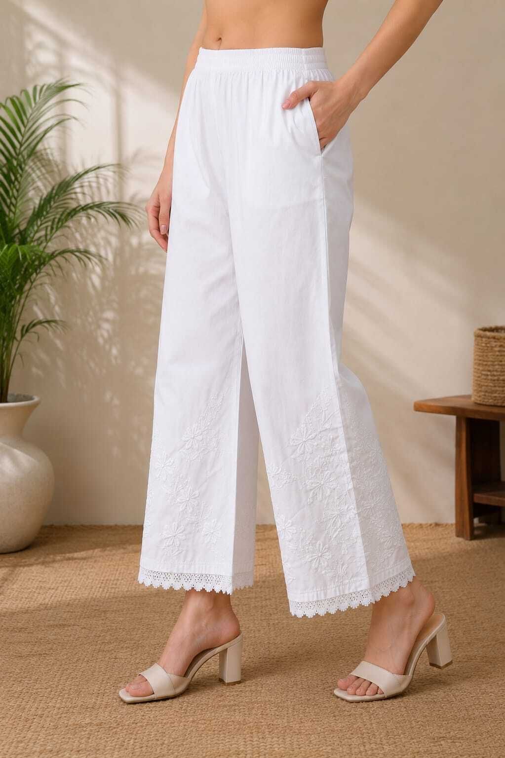 mansoori chikan handicraft Embroidered Cotton Women Harem Pants-picture-17
